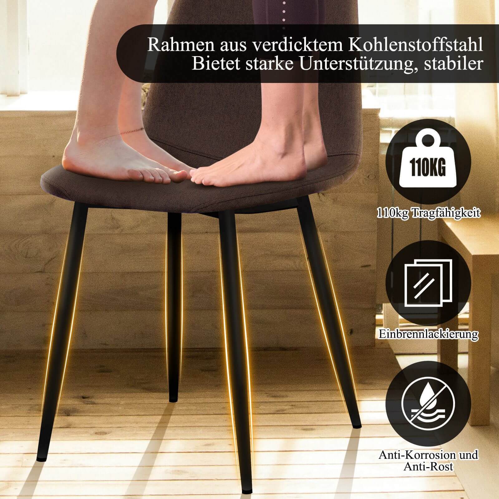 Ergonomisches 4er-Set Esszimmerstühle von HOMELUX Modern, bequem und vielseitig - Image 4