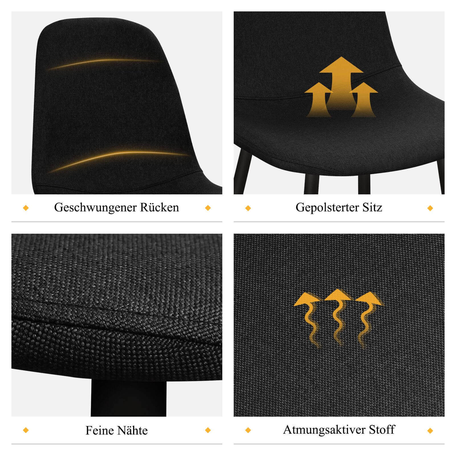 Ergonomisches 4er-Set Esszimmerstühle von HOMELUX Modern, bequem und vielseitig - Image 6
