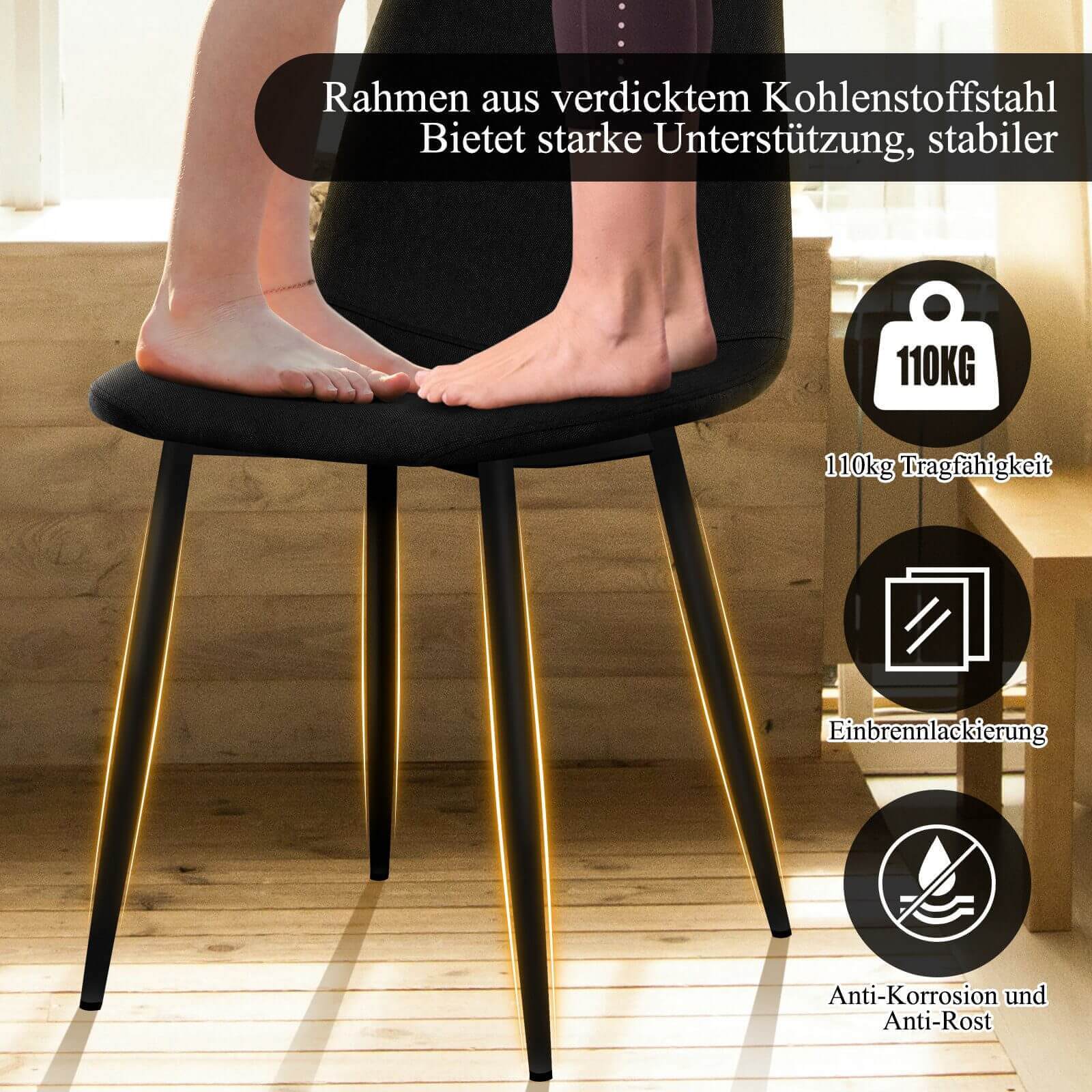Ergonomisches 4er-Set Esszimmerstühle von HOMELUX Modern, bequem und vielseitig - Image 9