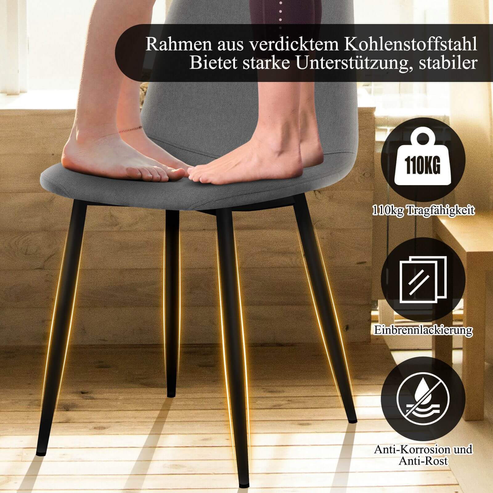 Ergonomisches 4er-Set Esszimmerstühle von HOMELUX Modern, bequem und vielseitig - Image 16