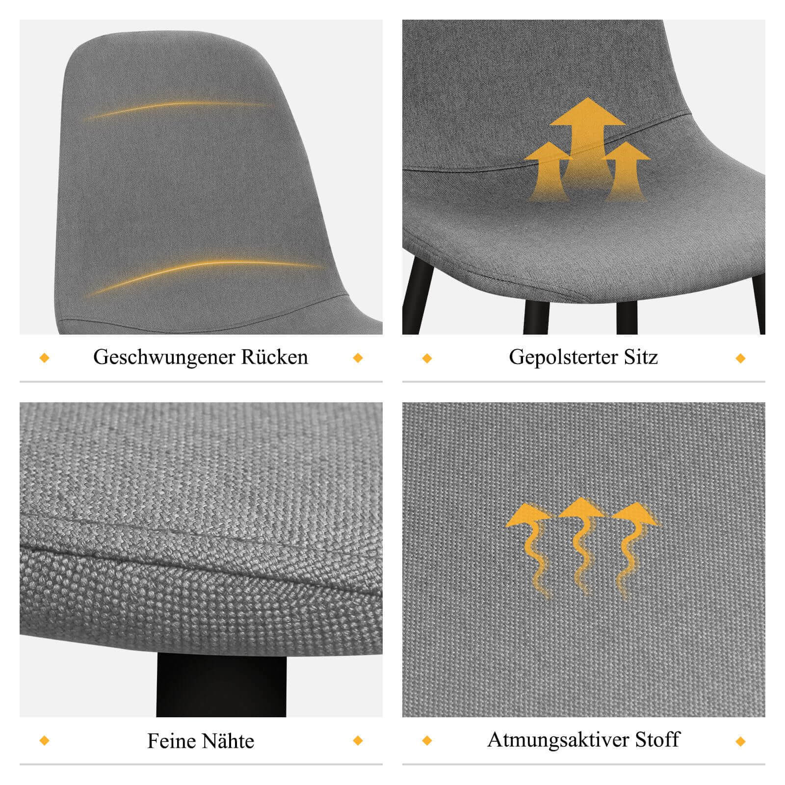 Ergonomisches 4er-Set Esszimmerstühle von HOMELUX Modern, bequem und vielseitig - Image 15