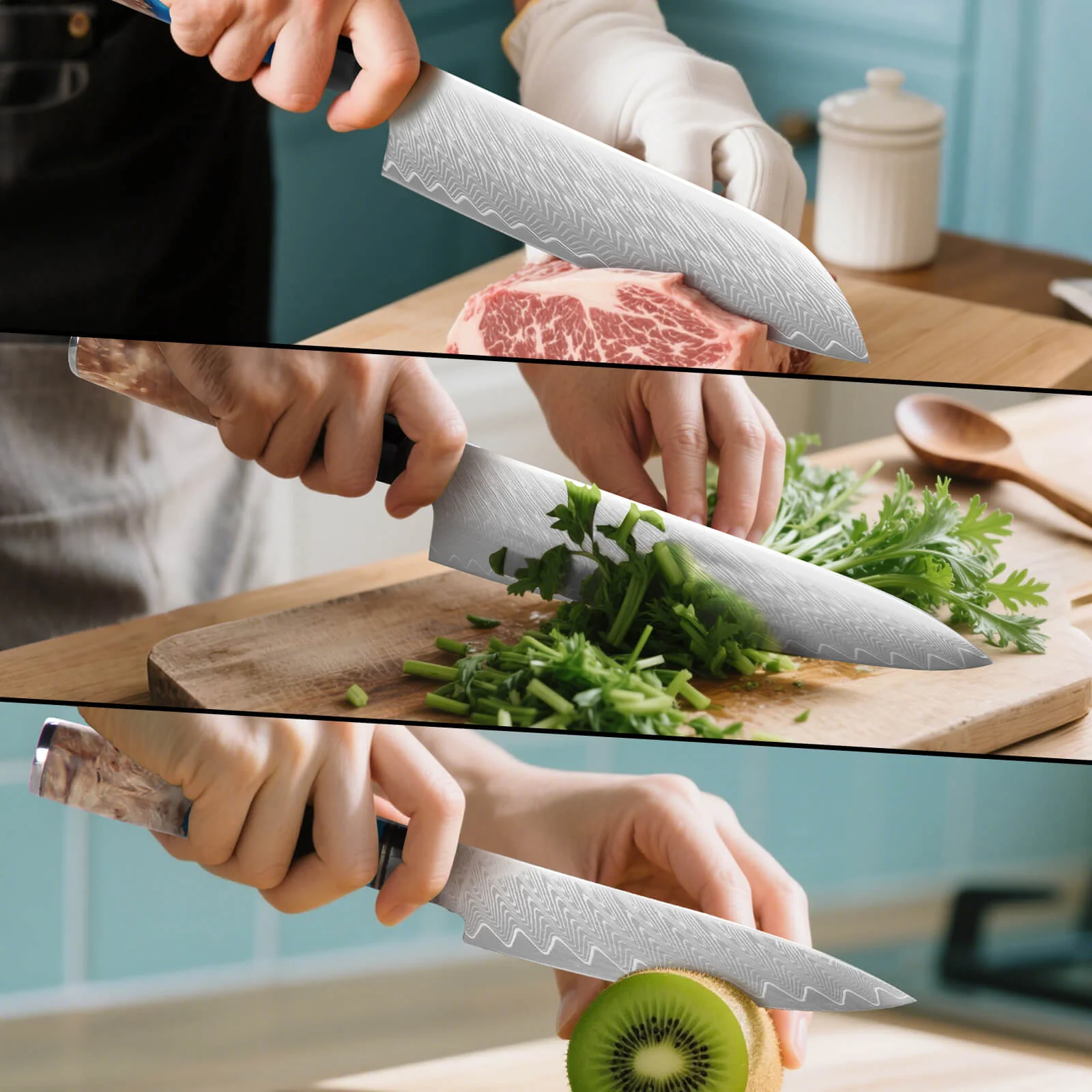 5-teiliges Profi Kochmesser Set – Superscharf, ergonomisch, rostfrei – Chefmesser, Santoku, Brotmesser, Universalmesser - Image 11