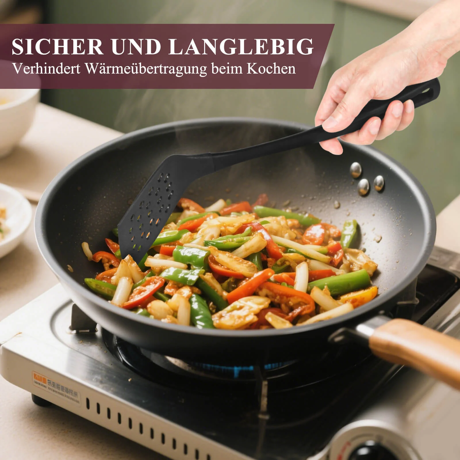 7-teiliges Küchenhelfer Set Hitzebeständige & BPA-freie Kochutensilien mit Ständer für jede Küche - Image 6