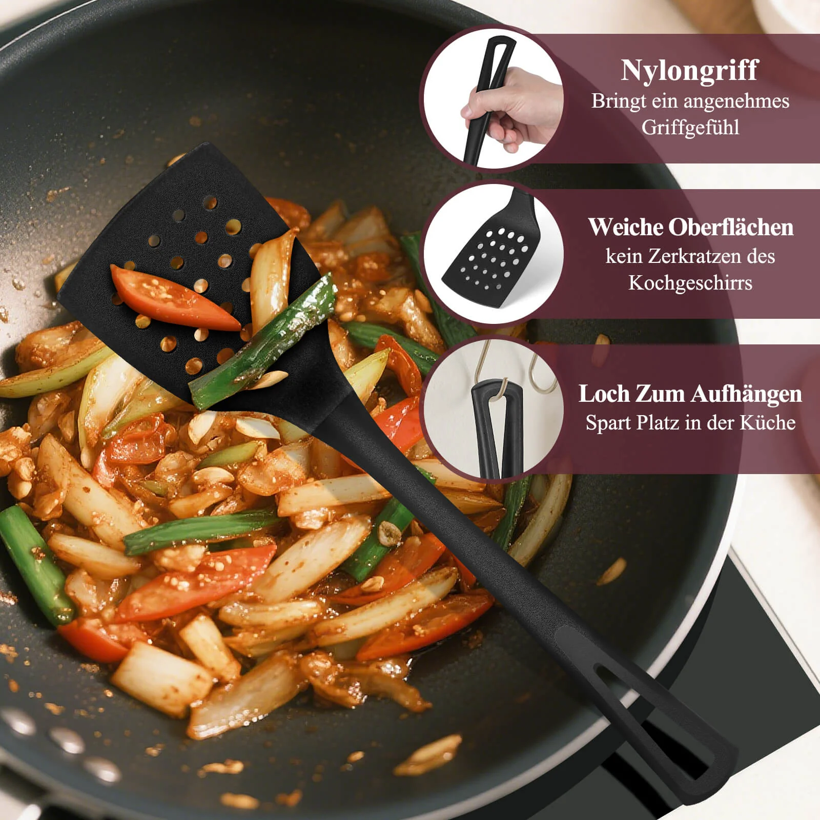 7-teiliges Küchenhelfer Set Hitzebeständige & BPA-freie Kochutensilien mit Ständer für jede Küche - Image 7