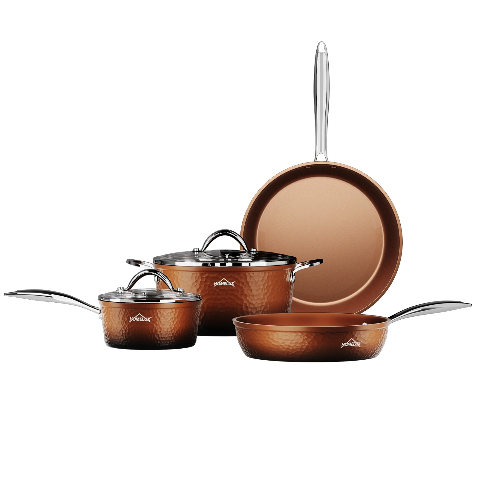 8-teilig Kochtopf Set Topfset Induktion mit Glasdeckel Aluguss Töpfe Pfannen Set - Image 8