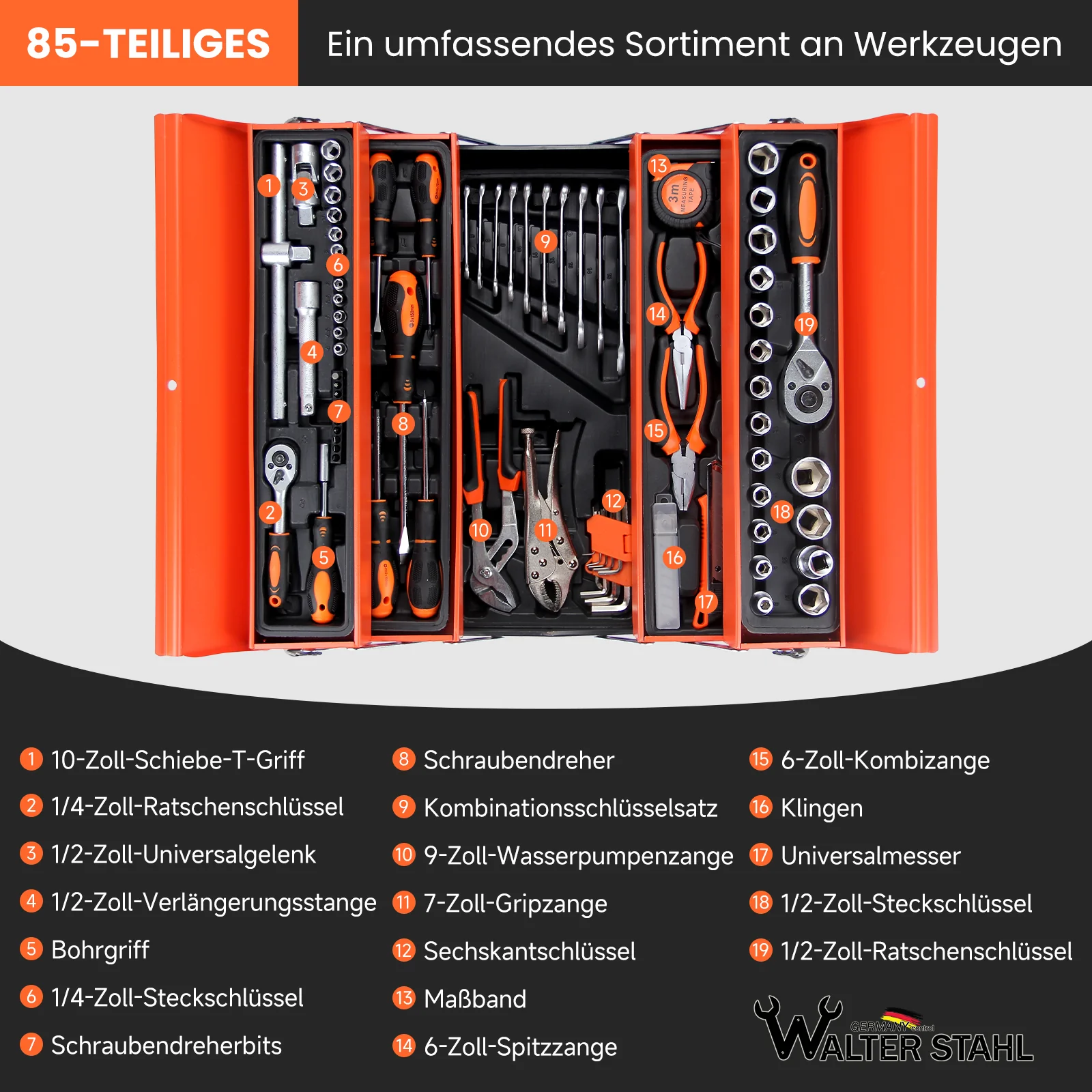 85-teiliges Profi-Werkzeugset mit Ratschen - Image 3