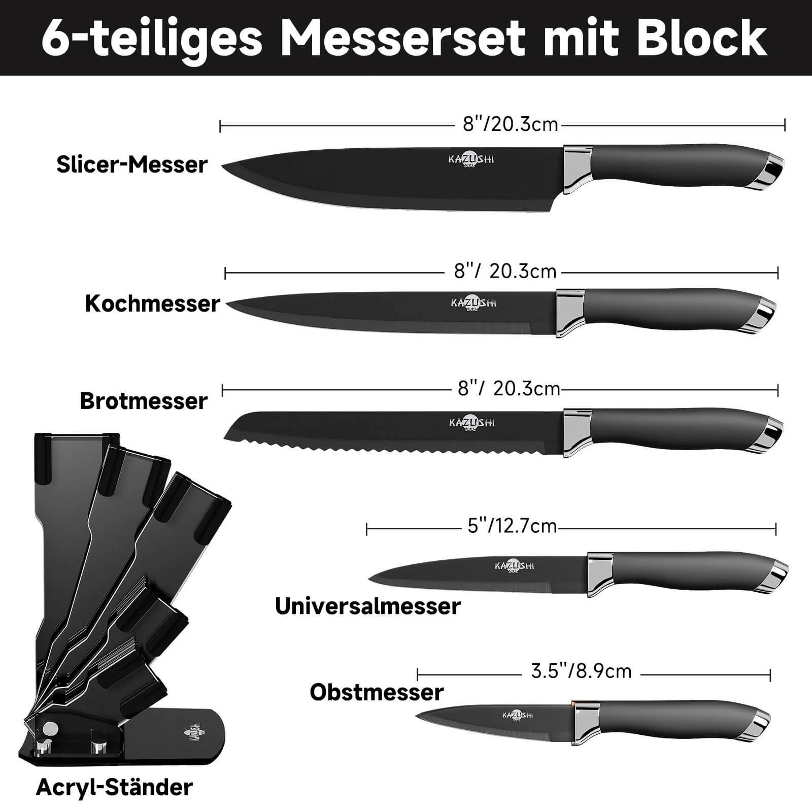 9 / 8 / 7 / 6 teilig Messer-Set Messerblock Messerset Küchenmesser Set Profi Kochmesser - Image 5