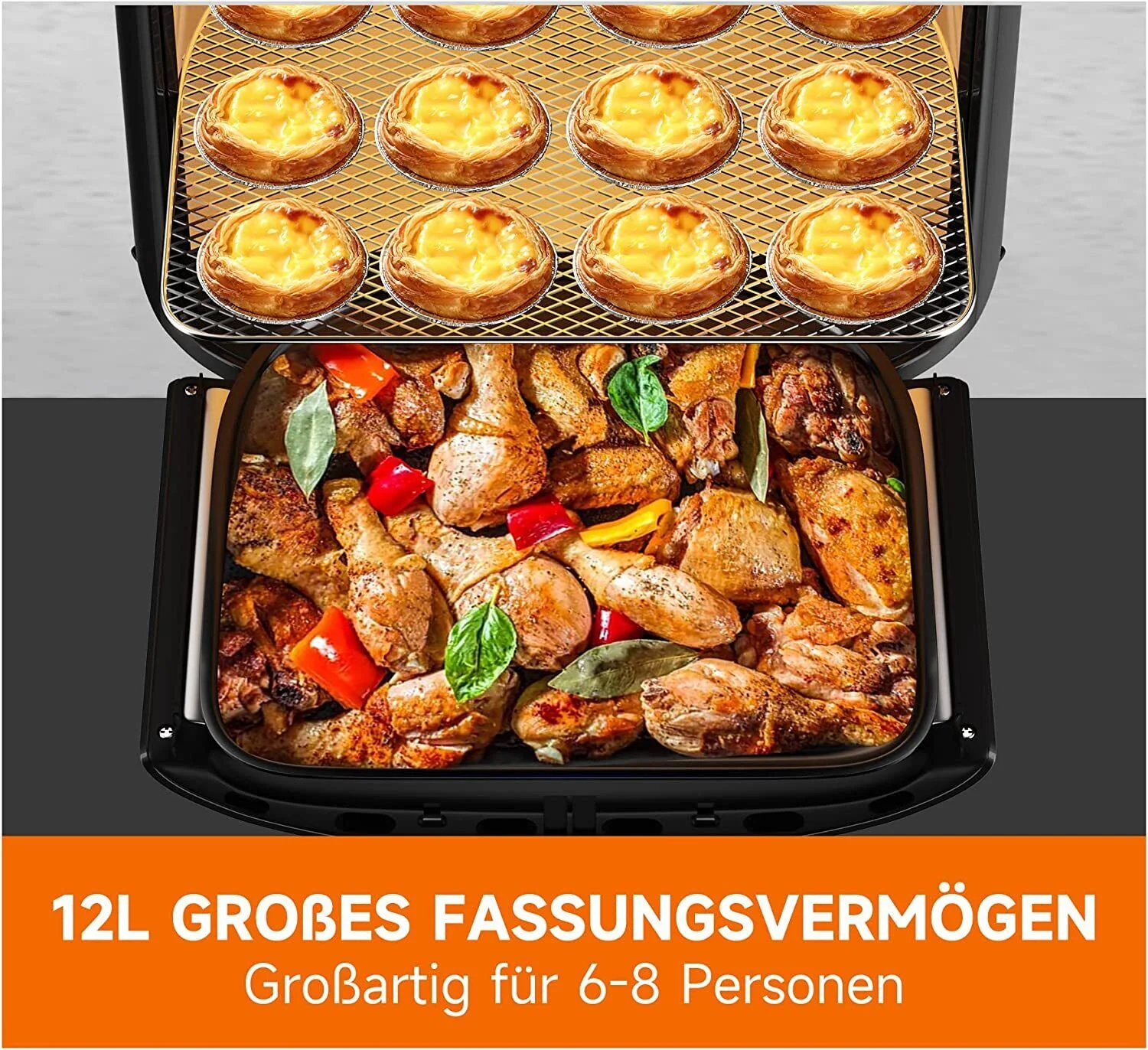 Airfryer XXL Heißluftfritteuse 12L Heissluft Fritteuse Minibackofen 1800W - Image 3