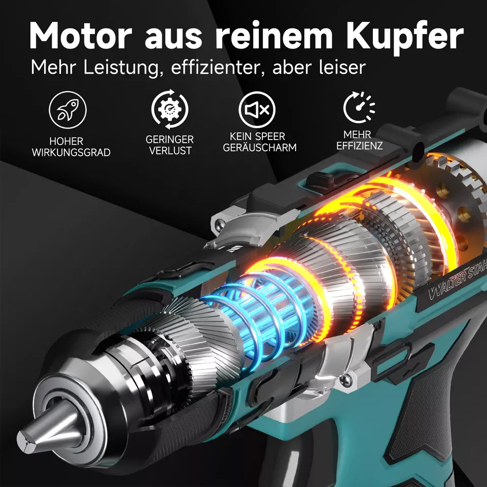 Akkuschrauber 21V mit 2 Akkus 1.5Ah,2 Gang,18+1 Drehmomentstufen,LED Licht Akku schraubendreher Mit Schnellladegerä, Akkuschrauber Set mit Bohrer - Image 6