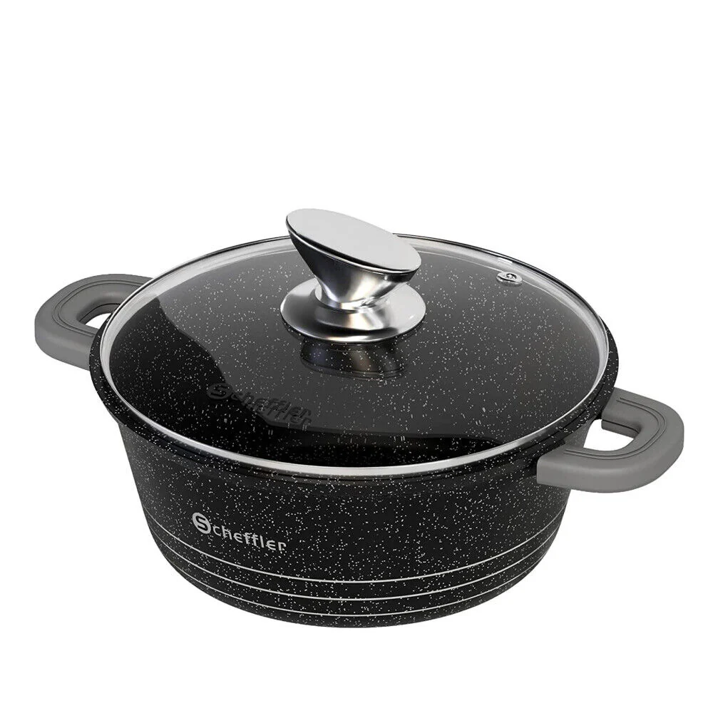 Scheffler Saucepan Antihaftbeschichtung Kochtopf Aluguss Glasdeckel Induktion Glasdeckel Schmortopf - Image 11