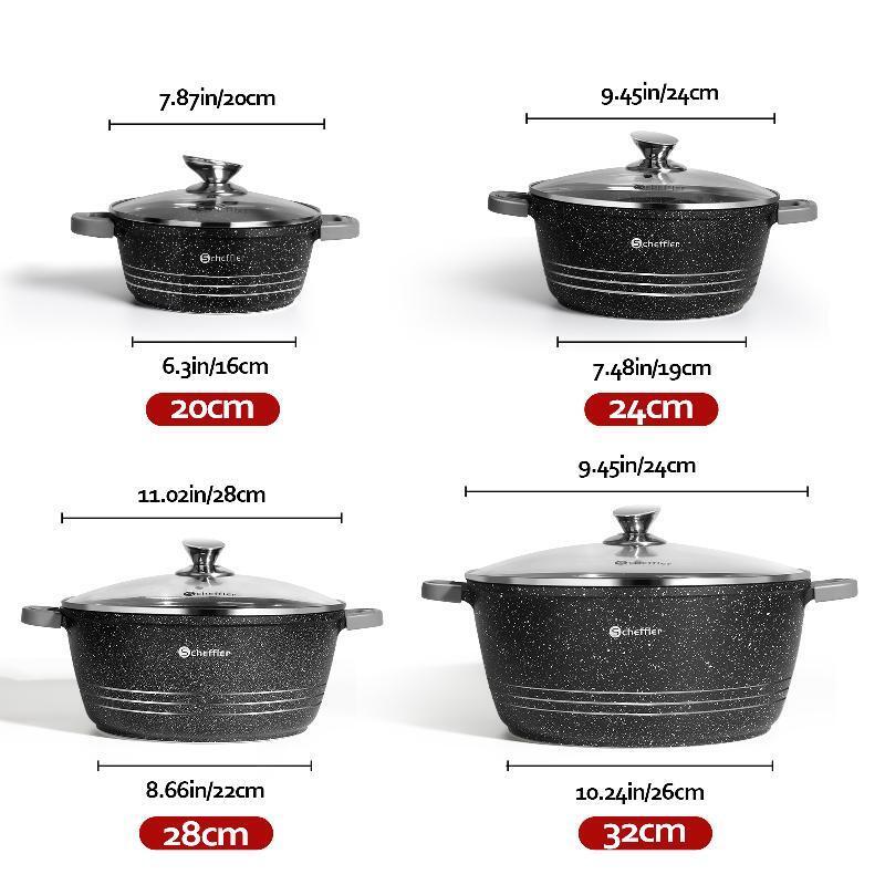 Scheffler Saucepan Antihaftbeschichtung Kochtopf Aluguss Glasdeckel Induktion Glasdeckel Schmortopf - Image 2