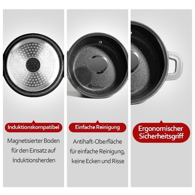Scheffler Saucepan Antihaftbeschichtung Kochtopf Aluguss Glasdeckel Induktion Glasdeckel Schmortopf - Image 3