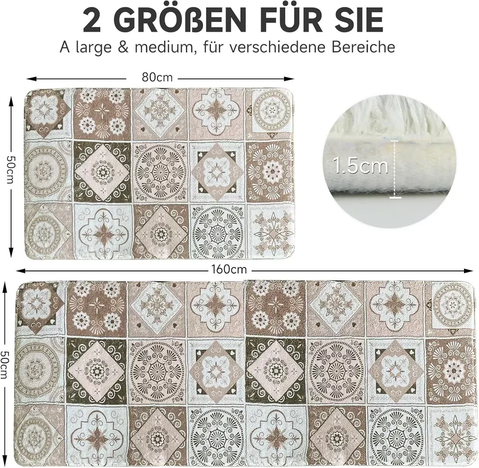 Badteppich rutschfeste 2 Teilig Badematte Badezimmer Badeteppiche Badvorleger - Image 7