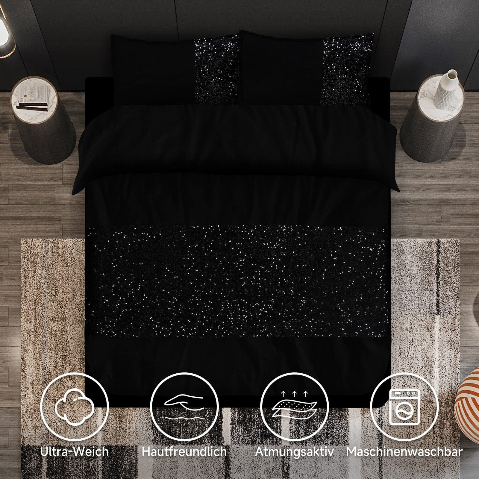Bettwäsche Set 180x200 cm, 4-teilig, inklusive Steppdecke 240x260 cm und 2 Kissenbezügen 50x70 cm - Image 27