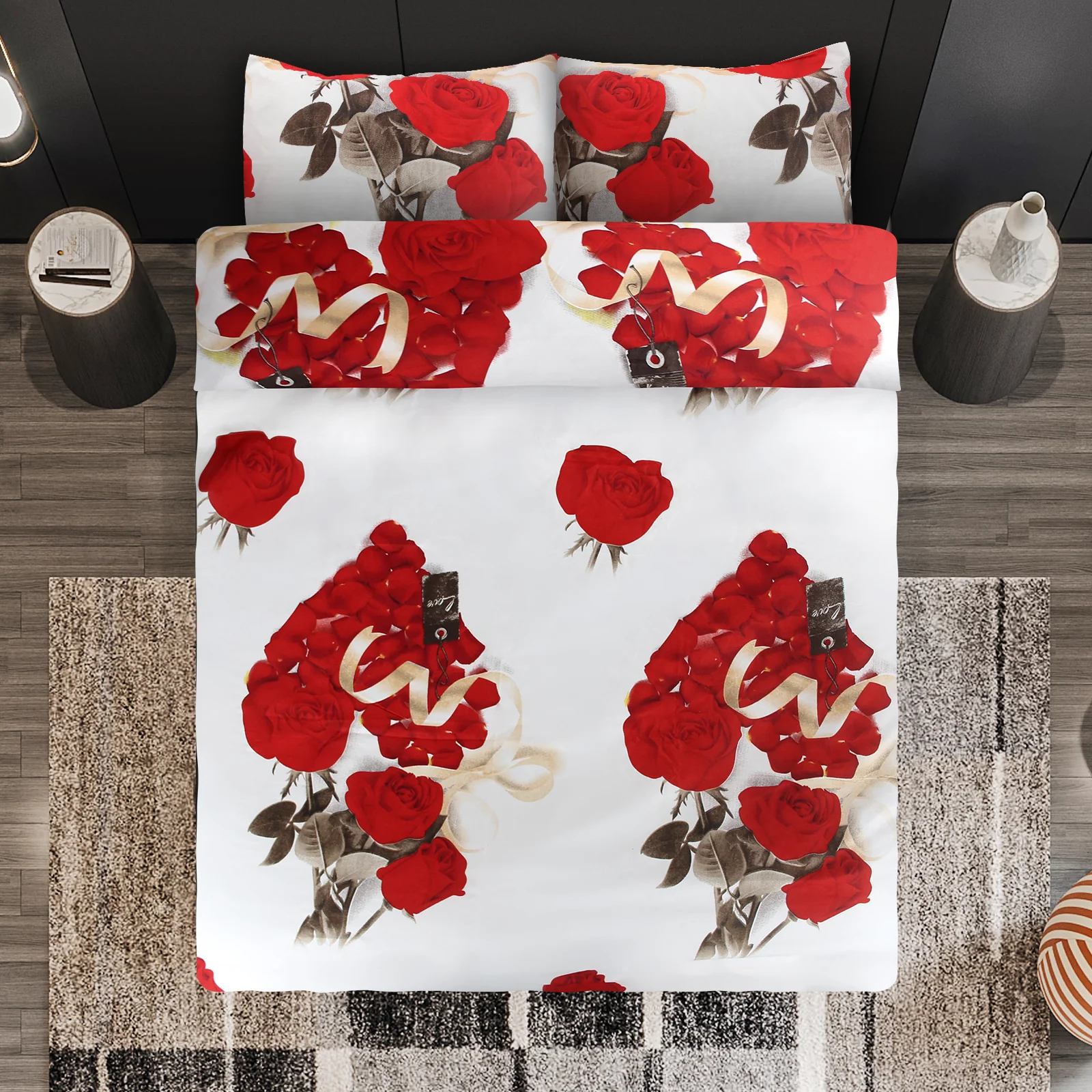 Bettwäsche-Sets 220x240 4-teilig Bettbezüge 200x220 1-Set Kissenbezüge 50x70 2-Stück mit Blumenmustern - Image 4