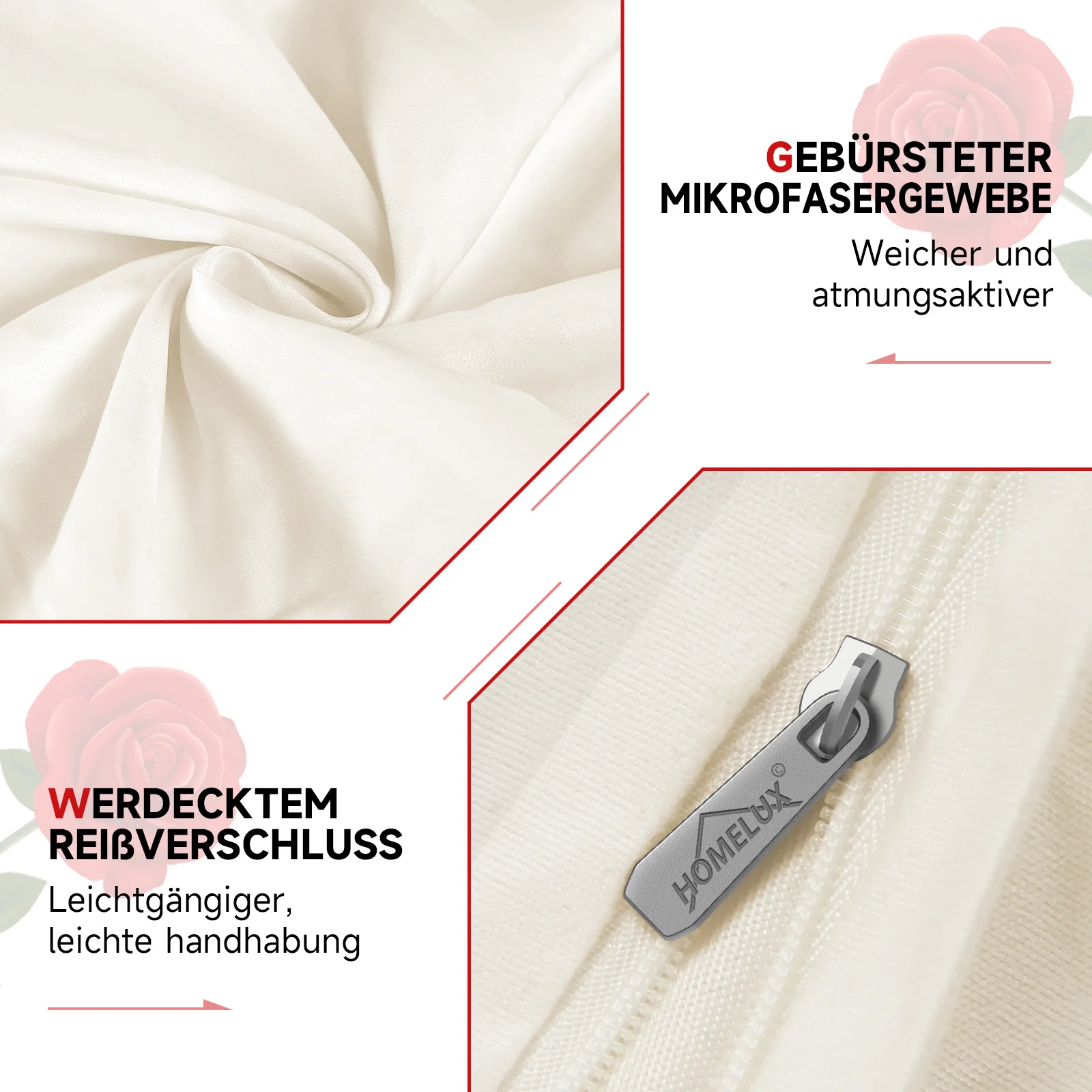Bettwäsche Sets 220x240 4pcs Bettbezüge 200 x 220 1er Set 50x70 2er Kissenbezüge Beige - Image 7