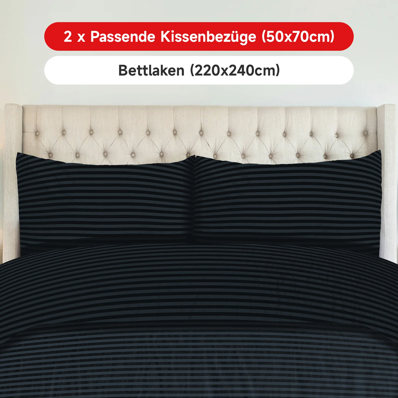 Bettwäsche Sets 220x240 4pcs Bettbezüge 200 x 220 1er Set 50x70 2er Kissenbezüge Blaugrau - Image 5
