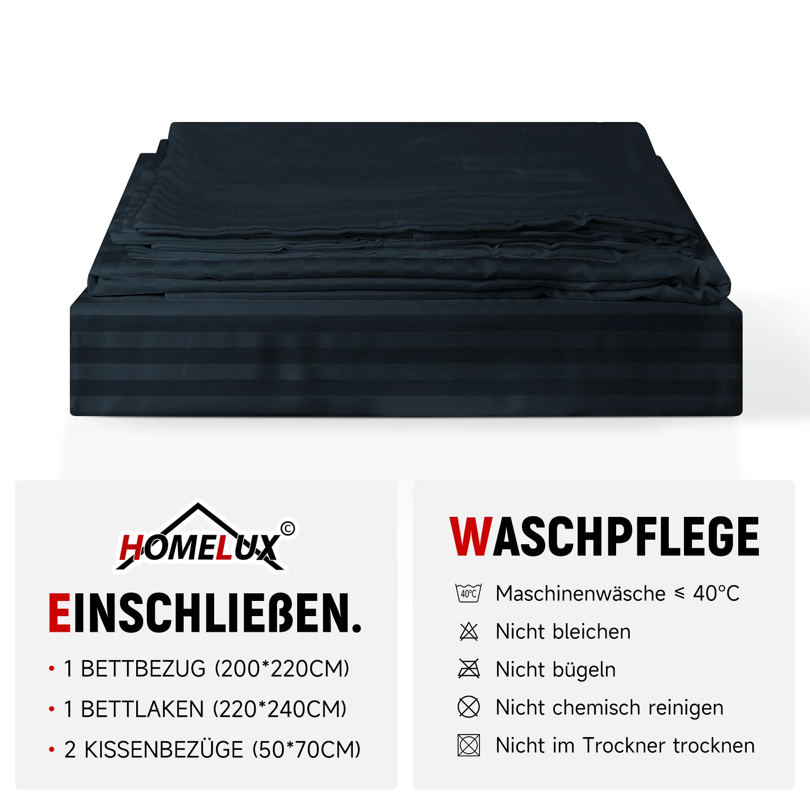 Bettwäsche Sets 220x240 4pcs Bettbezüge 200 x 220 1er Set 50x70 2er Kissenbezüge Blaugrau - Image 7