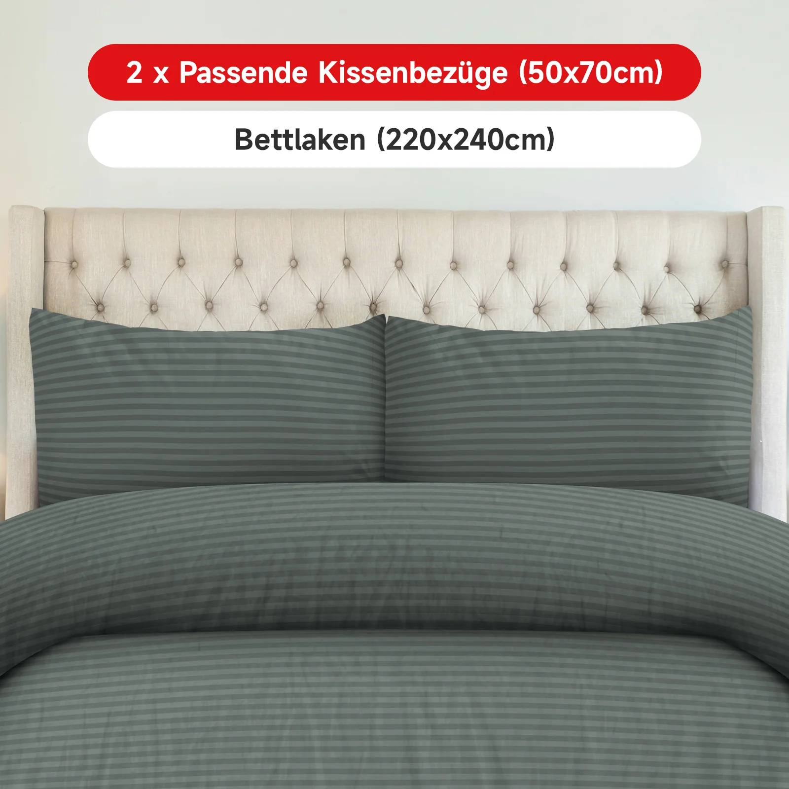 Bettwäsche Sets 220x240 4pcs Bettbezüge 200 x 220 1er Set 50x70 2er Kissenbezüge Dunkelgrün - Image 6