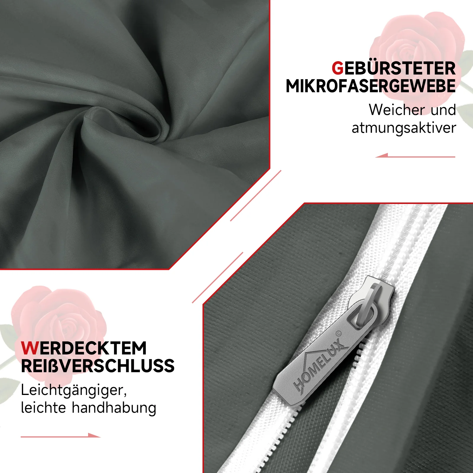 Bettwäsche Sets 220x240 4pcs Bettbezüge 200 x 220 1er Set 50x70 2er Kissenbezüge Dunkelgrün - Image 7
