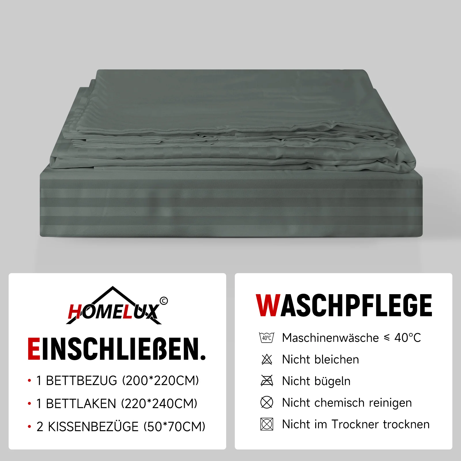 Bettwäsche Sets 220x240 4pcs Bettbezüge 200 x 220 1er Set 50x70 2er Kissenbezüge Dunkelgrün - Image 8