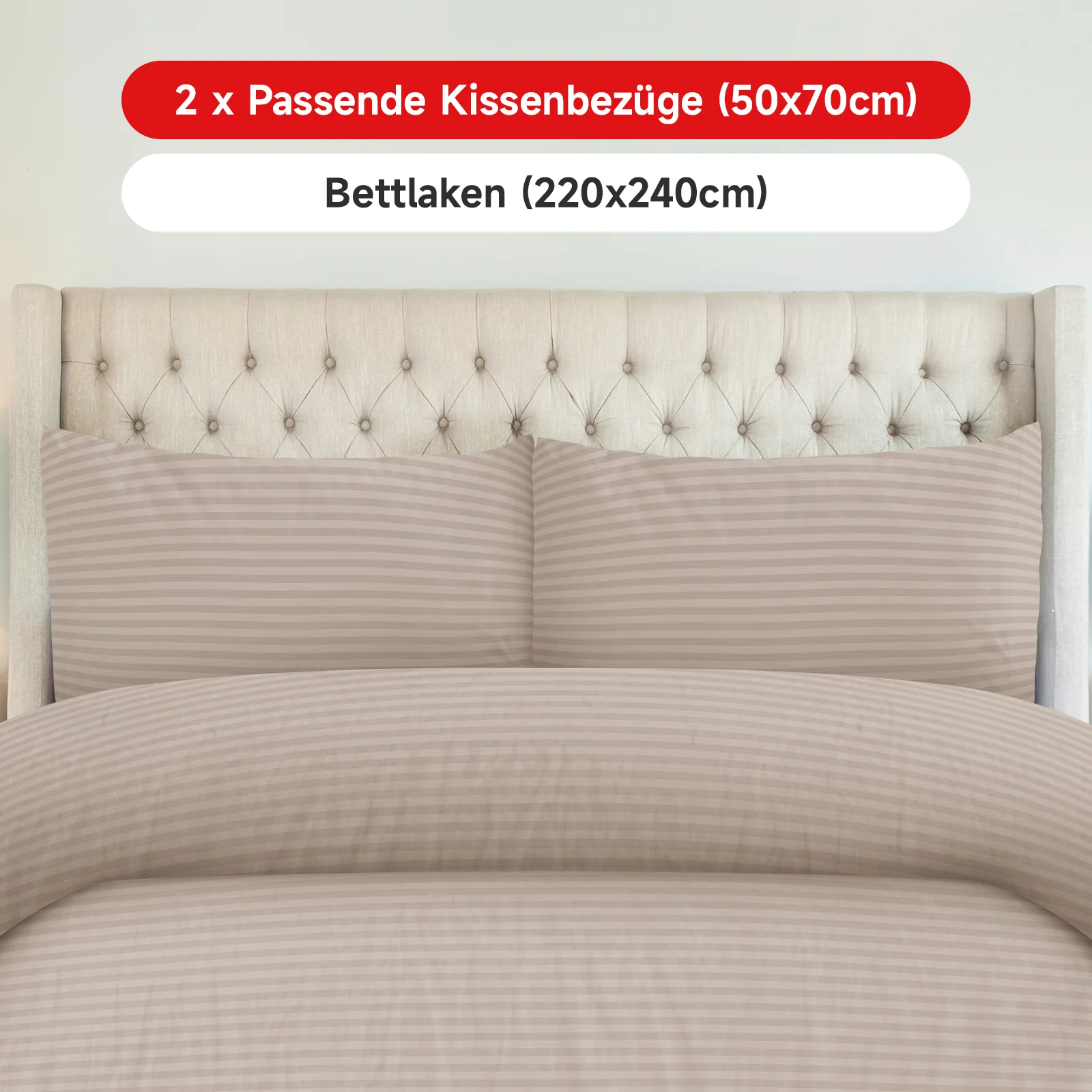Bettwäsche Sets 220x240 4pcs Bettbezüge 200 x 220 1er Set 50x70 2er Kissenbezüge Khaki - Image 8