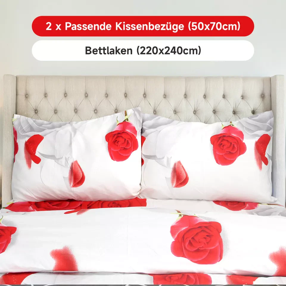 Bettwäsche-Sets in der Größe 220x240 mit 4 Teilen Bettüberwürfe in 200 x 220 für ein Set Kissenhüllen in 50x70 in zweier Packung mit Blumenmuster - Image 3