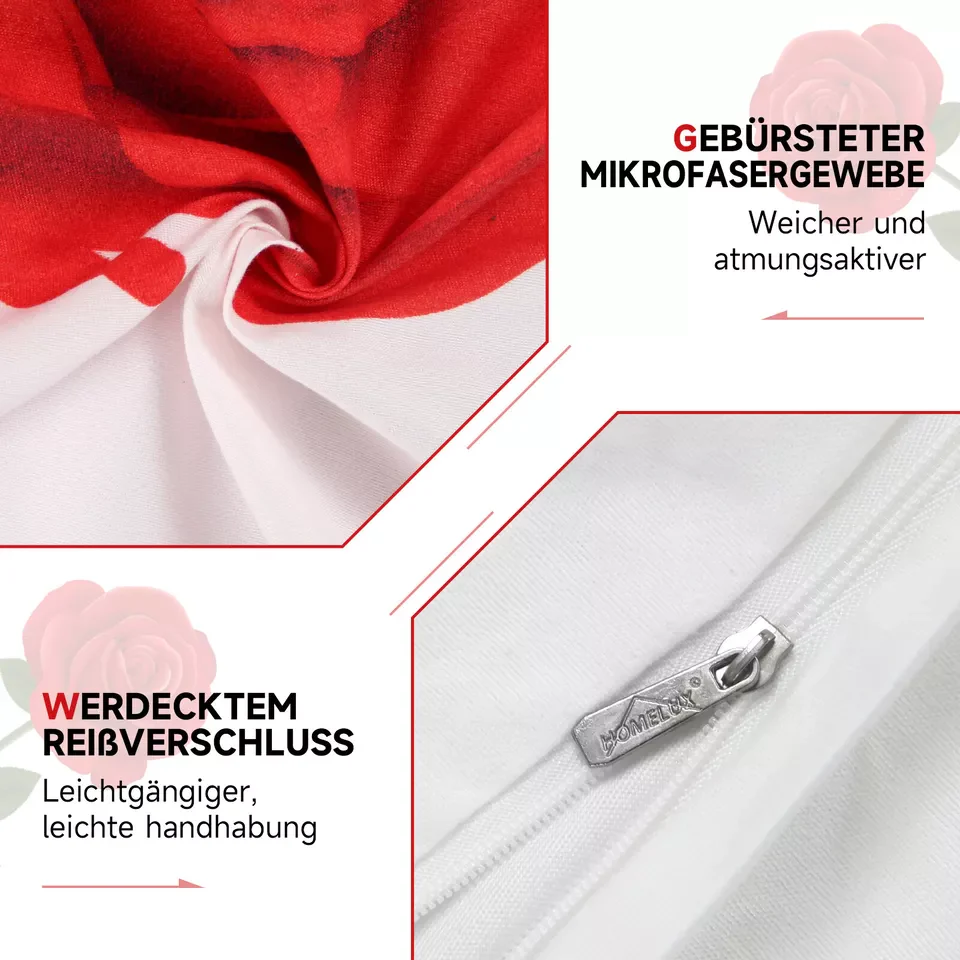 Bettwäsche-Sets in der Größe 220x240 mit 4 Teilen Bettüberwürfe in 200 x 220 für ein Set Kissenhüllen in 50x70 in zweier Packung mit Blumenmuster - Image 4