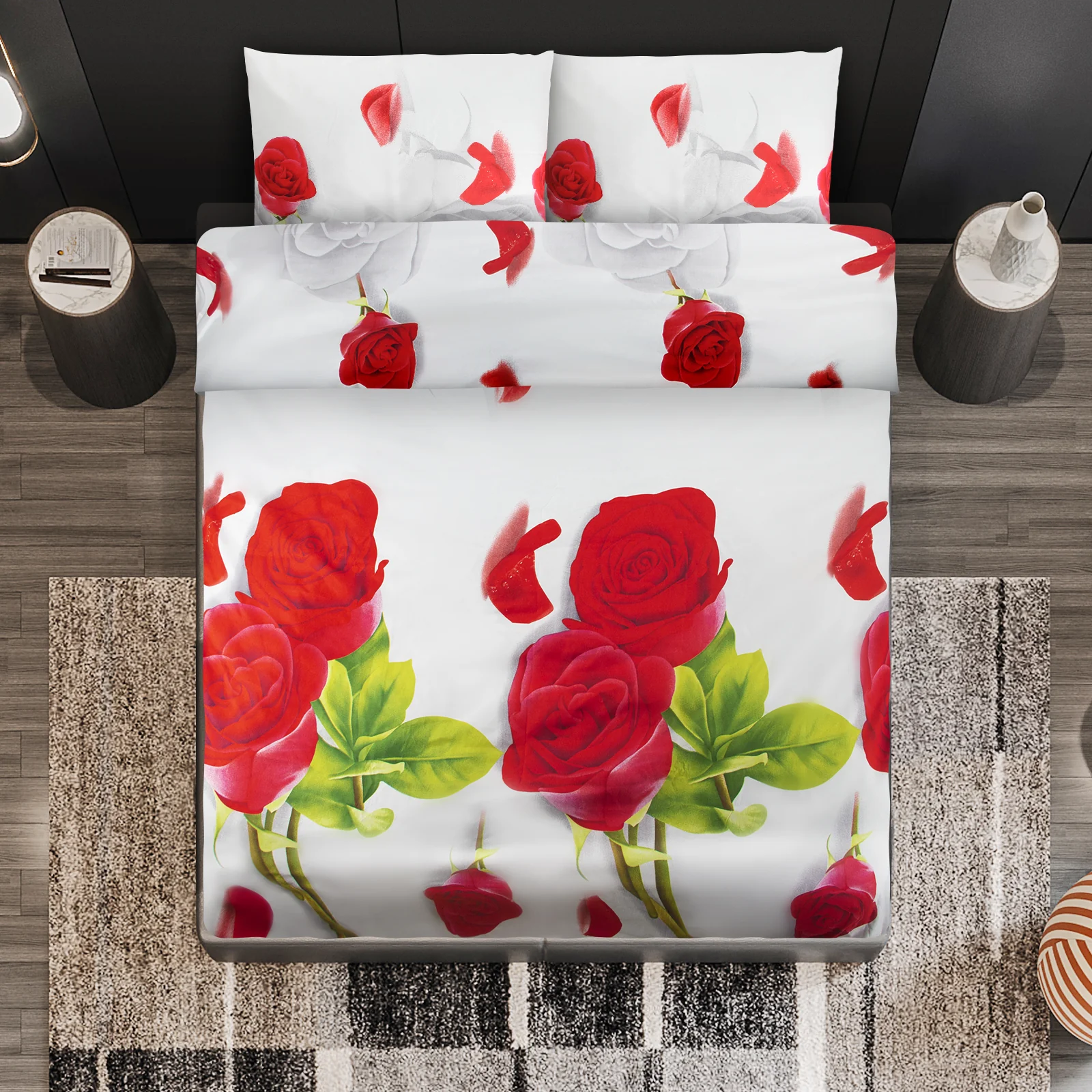 Bettwäsche-Sets in der Größe 220x240 mit 4 Teilen Bettüberwürfe in 200 x 220 für ein Set Kissenhüllen in 50x70 in zweier Packung mit Blumenmuster - Image 9