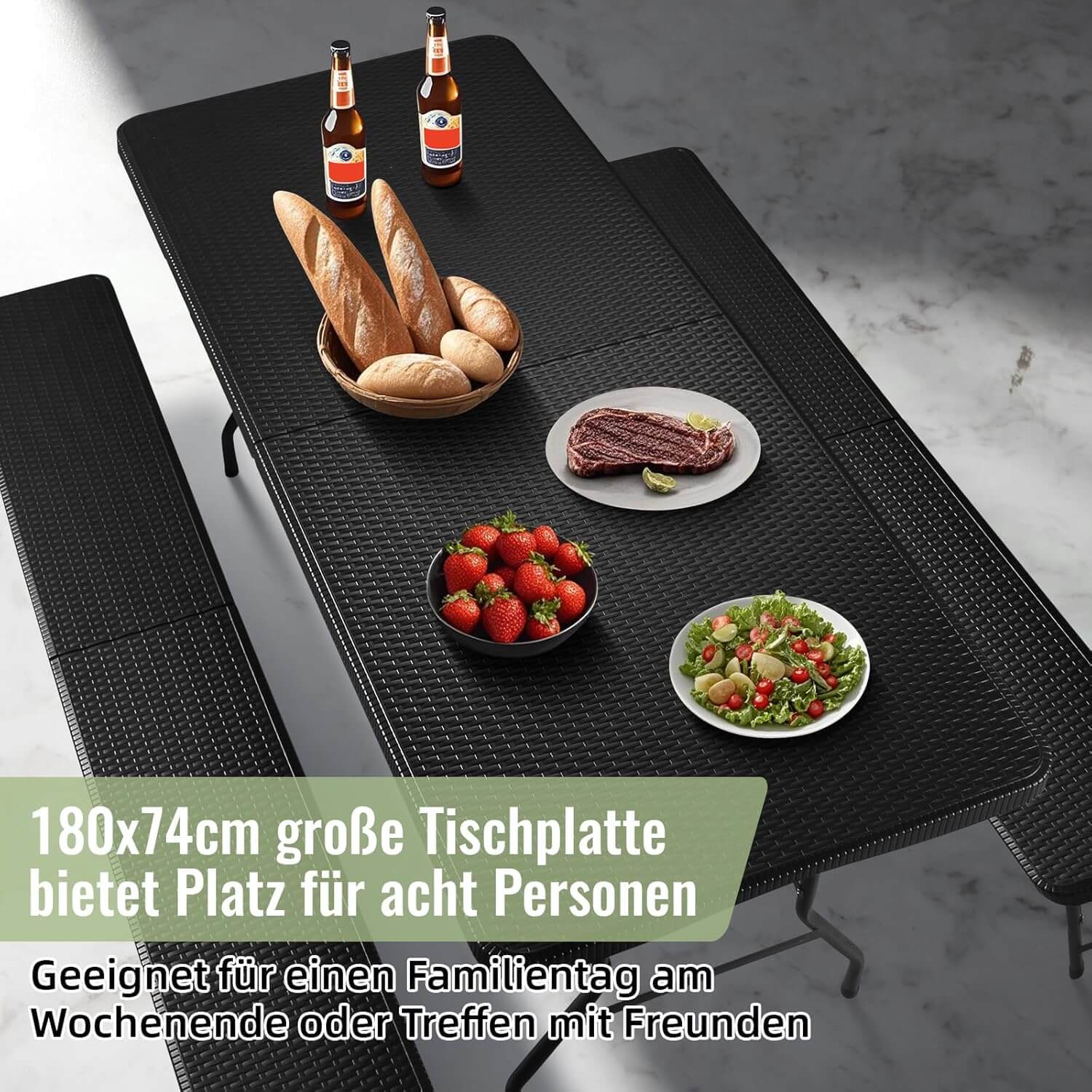 Bierzeltgarnitur Set / Klapptisch / Bierbank 180cm Gartengarnitur Biertisch Klappbar Bank Campingtisch Bierbänke - Image 10