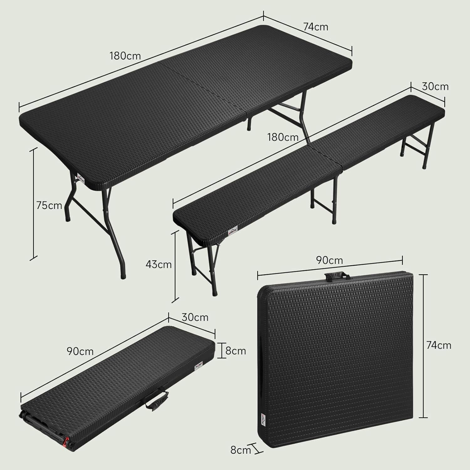 Bierzeltgarnitur Set / Klapptisch / Bierbank 180cm Gartengarnitur Biertisch Klappbar Bank Campingtisch Bierbänke - Image 12