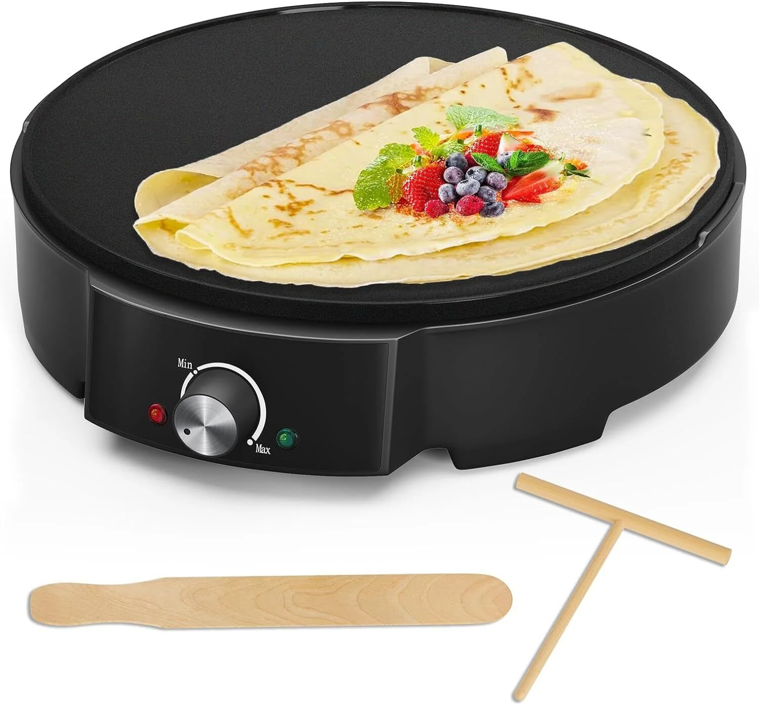 HOMELUX Crêpe Maker 1200W Vielseitig & effizient! Stufenlose Temperaturregelung, Antihaftbeschichtung, praktisches Zubehör, einfache Reinigung - Image 3