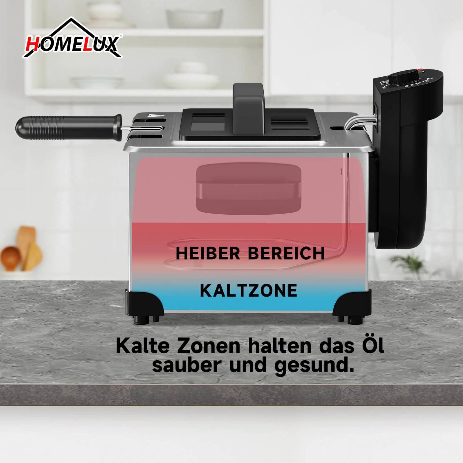 Doppel-Fritteuse 5L Edelstahl, 2000W, 0-190°C, für große Familien, 3 Körbe, einfache Reinigung, Sichtfenster-Deckel - Image 7