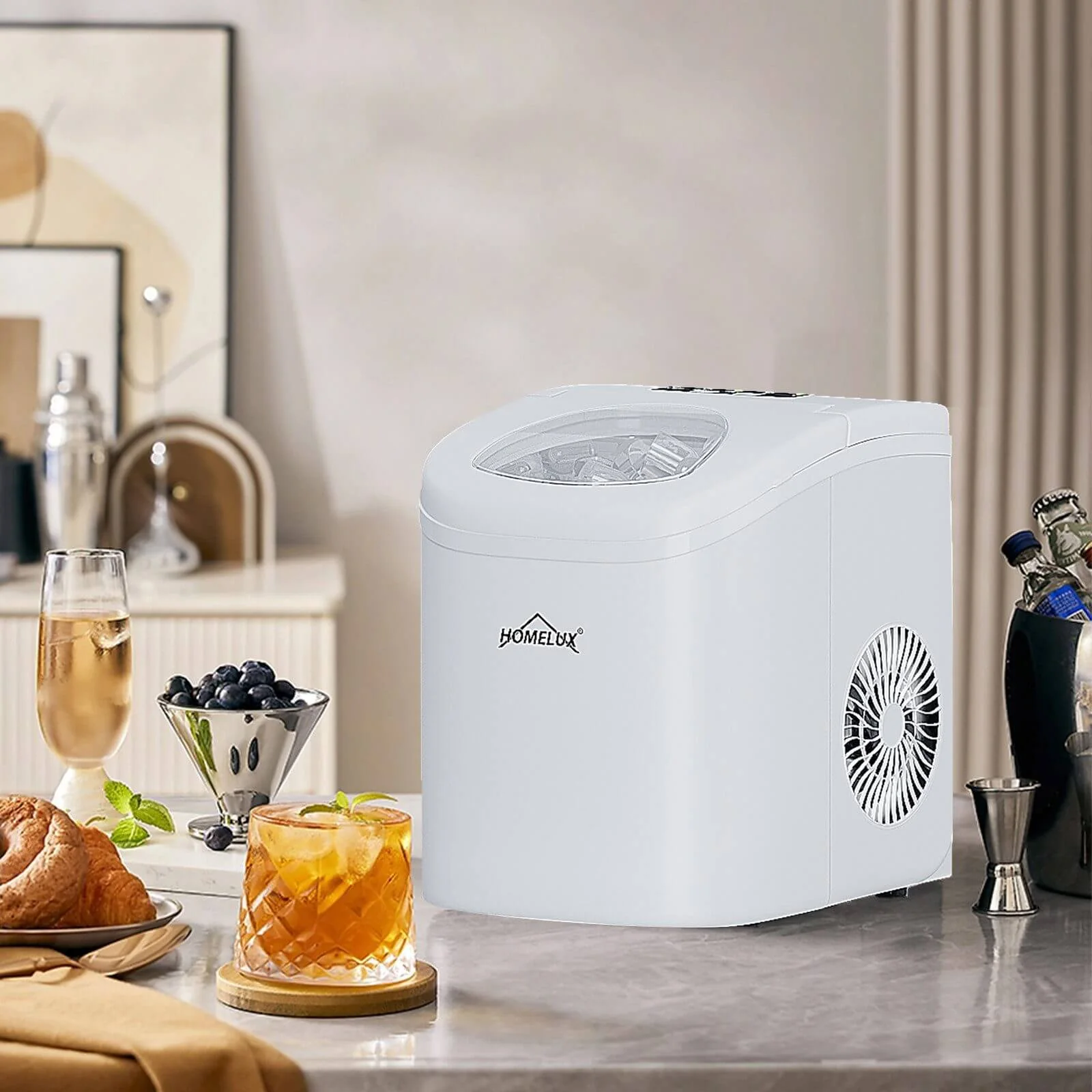 Eiswürfelmaschine 1,4 L Ice Maker, 2 wählbare Eiswürfelgrößen, 9 Eiswürfel in 6 Minuten, Selbstreinigungsfunktion Weiß - Image 8