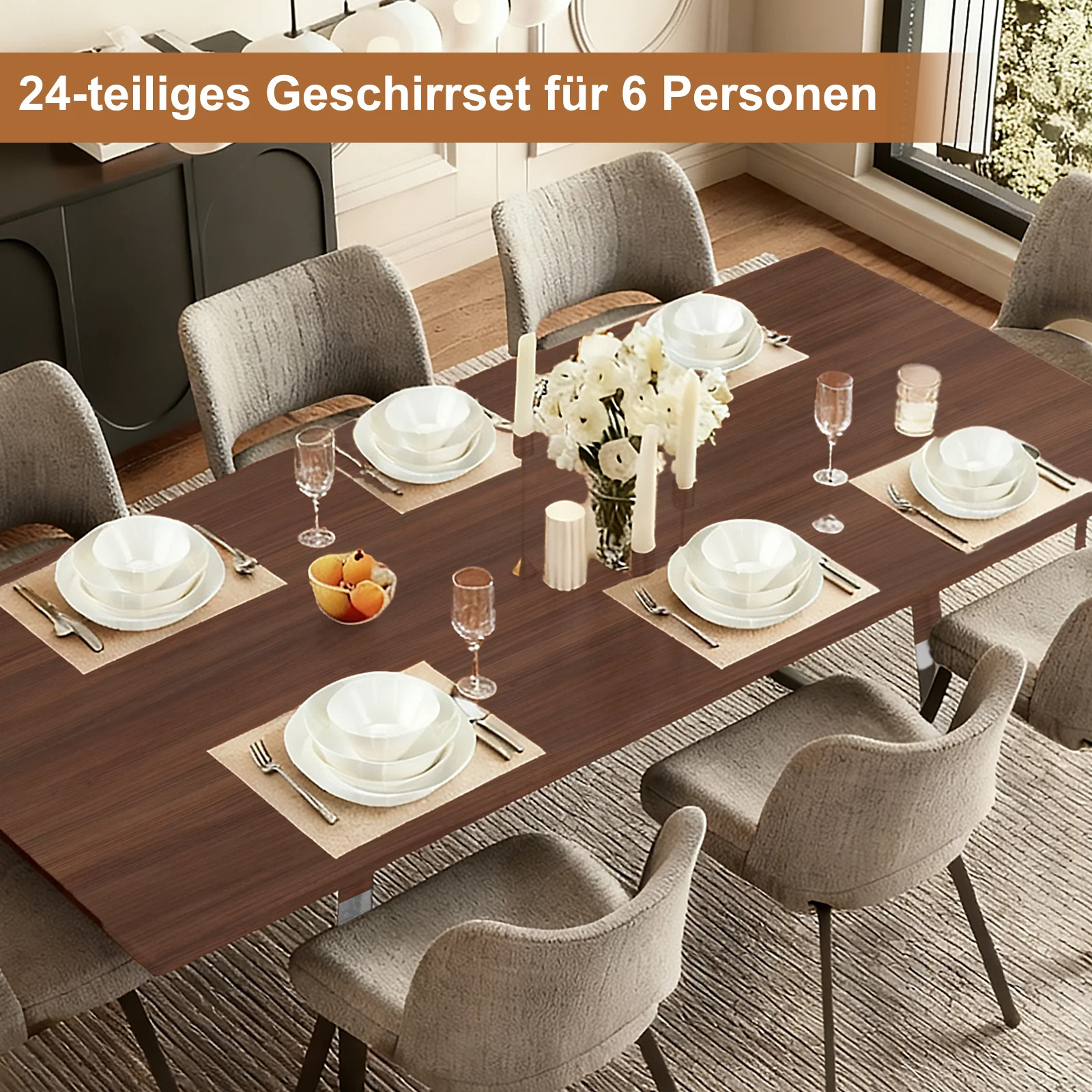 Elegantes 24-teiliges Keramik-Kombiservice für 6 Personen – stilvoll, langlebig und alltagstauglich - Image 9