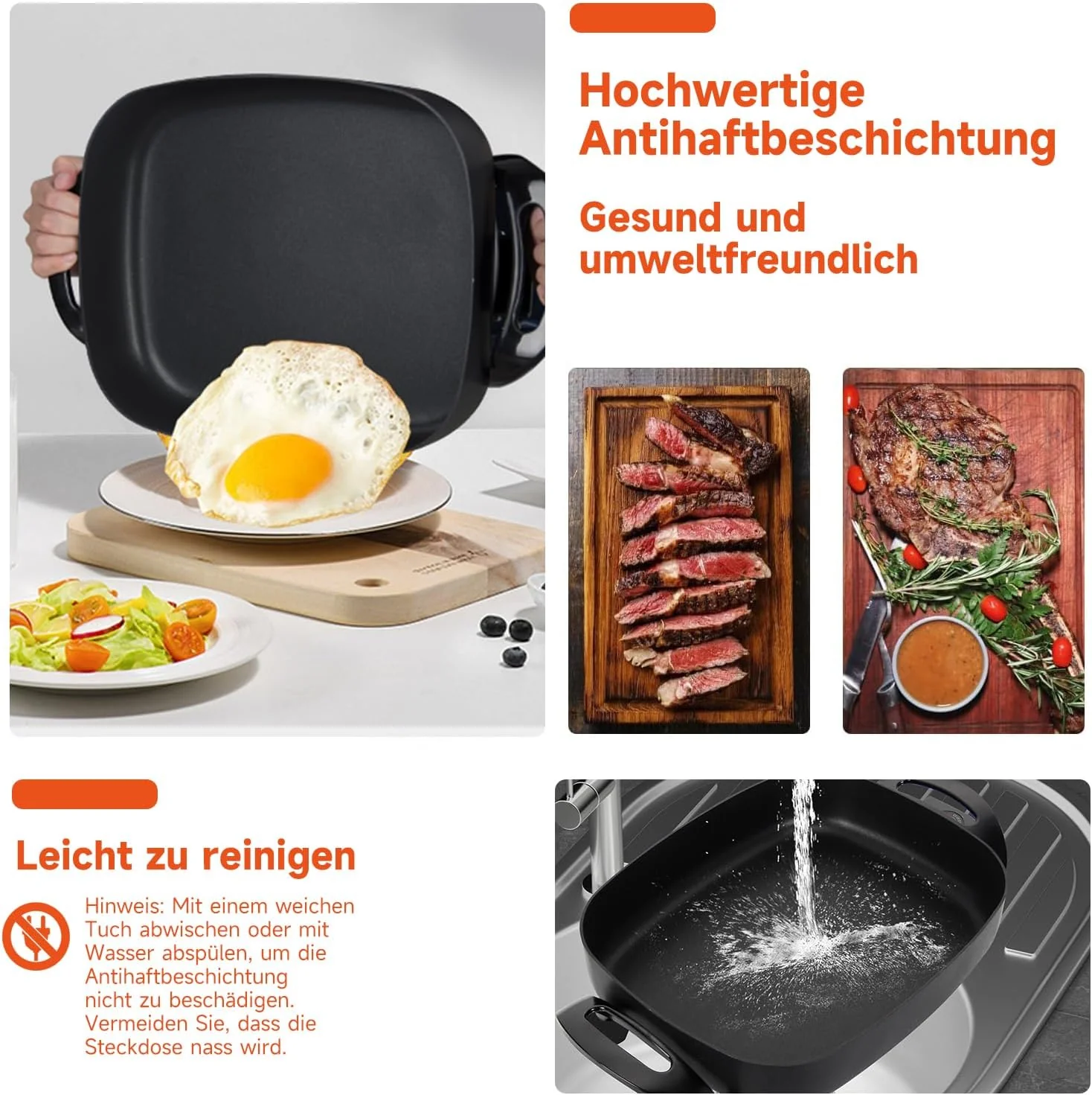 Elektrische pfanne Elektropfanne mit deckel, Elektrische Multipfanne,mit Antihaftbeschichtet - Image 4