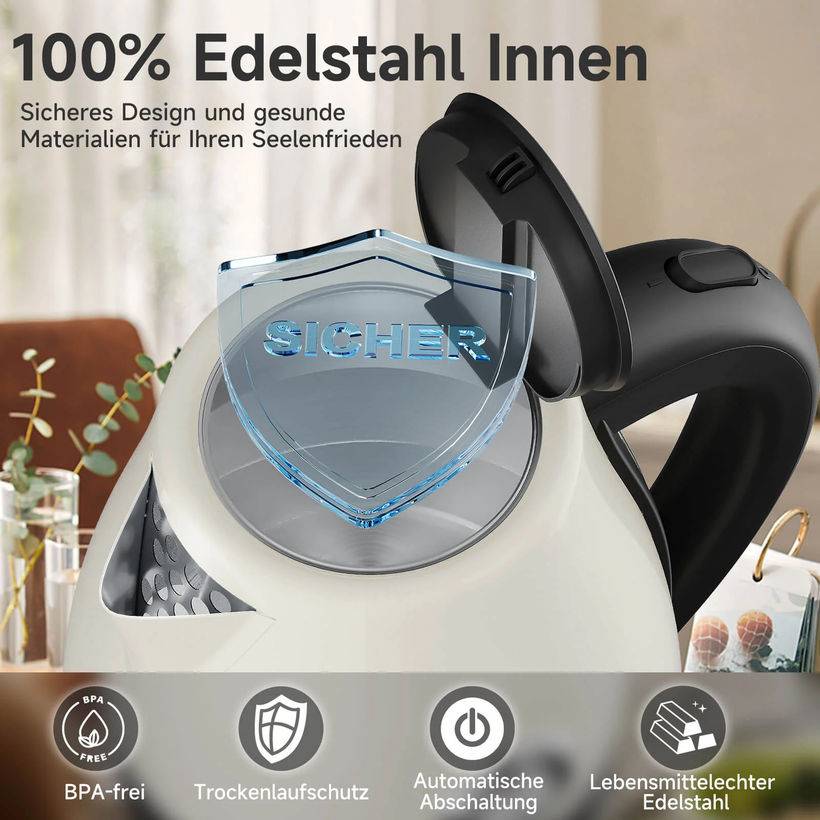 Elektrischer Retro Wasserkocher mit Thermometer – 1,7L, Edelstahl, 2200 Watt - Image 10