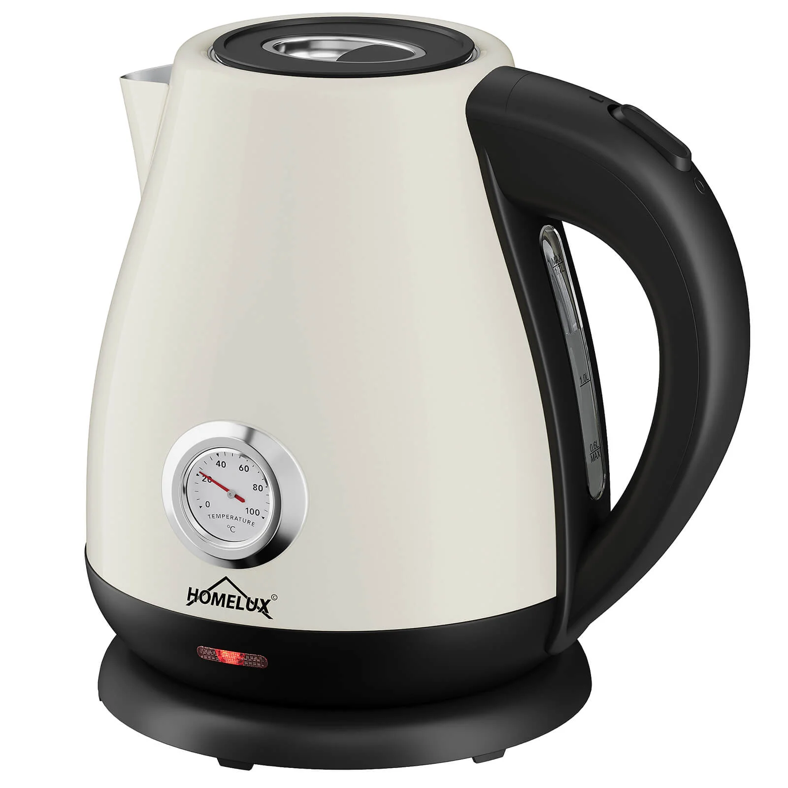 Elektrischer Retro Wasserkocher mit Thermometer – 1,7L, Edelstahl, 2200 Watt - Image 3