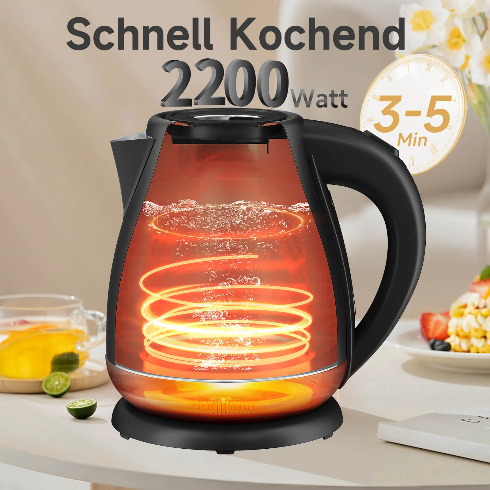 Elektrischer Retro Wasserkocher mit Thermometer – 1,7L, Edelstahl, 2200 Watt - Image 5