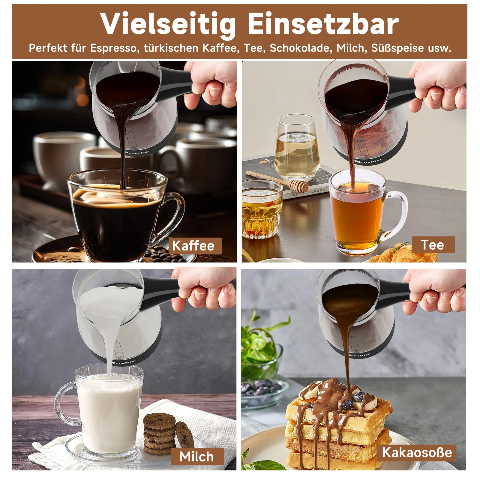 Elektrischer Türkischer Kaffeekocher 600W 0,5L Glas Mokkakocher Espressokocher - Image 8