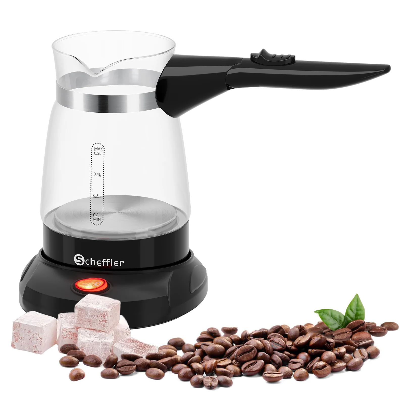 Elektrischer Türkischer Kaffeekocher 600W 0,5L Glas Mokkakocher Espressokocher - Image 9