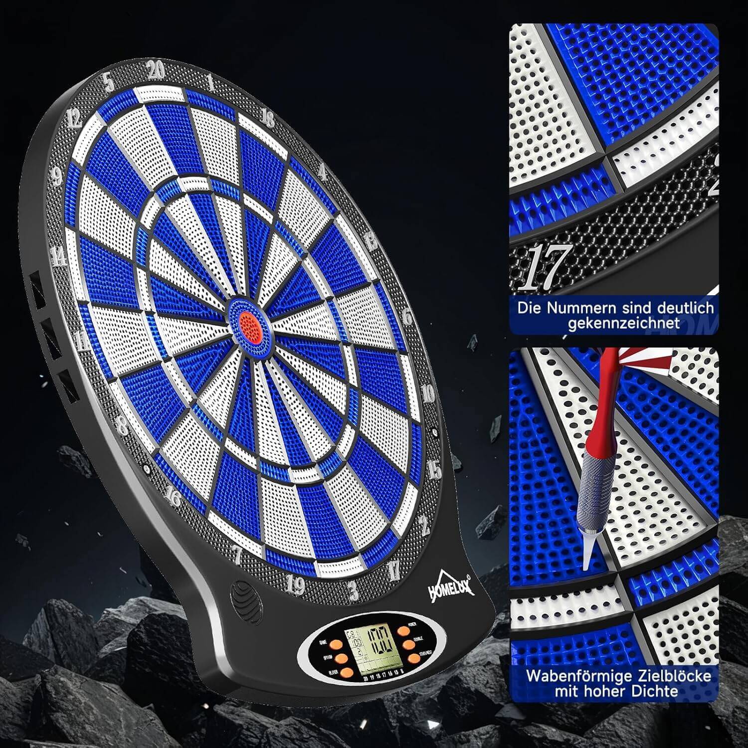 Elektronische Dartscheibe Profi, Elektronisch Dartboard mit 6 Darts + 60 Dartköpfe , innovativer Dartautomat mit 18 Spielen & 159 Variationen - Image 4