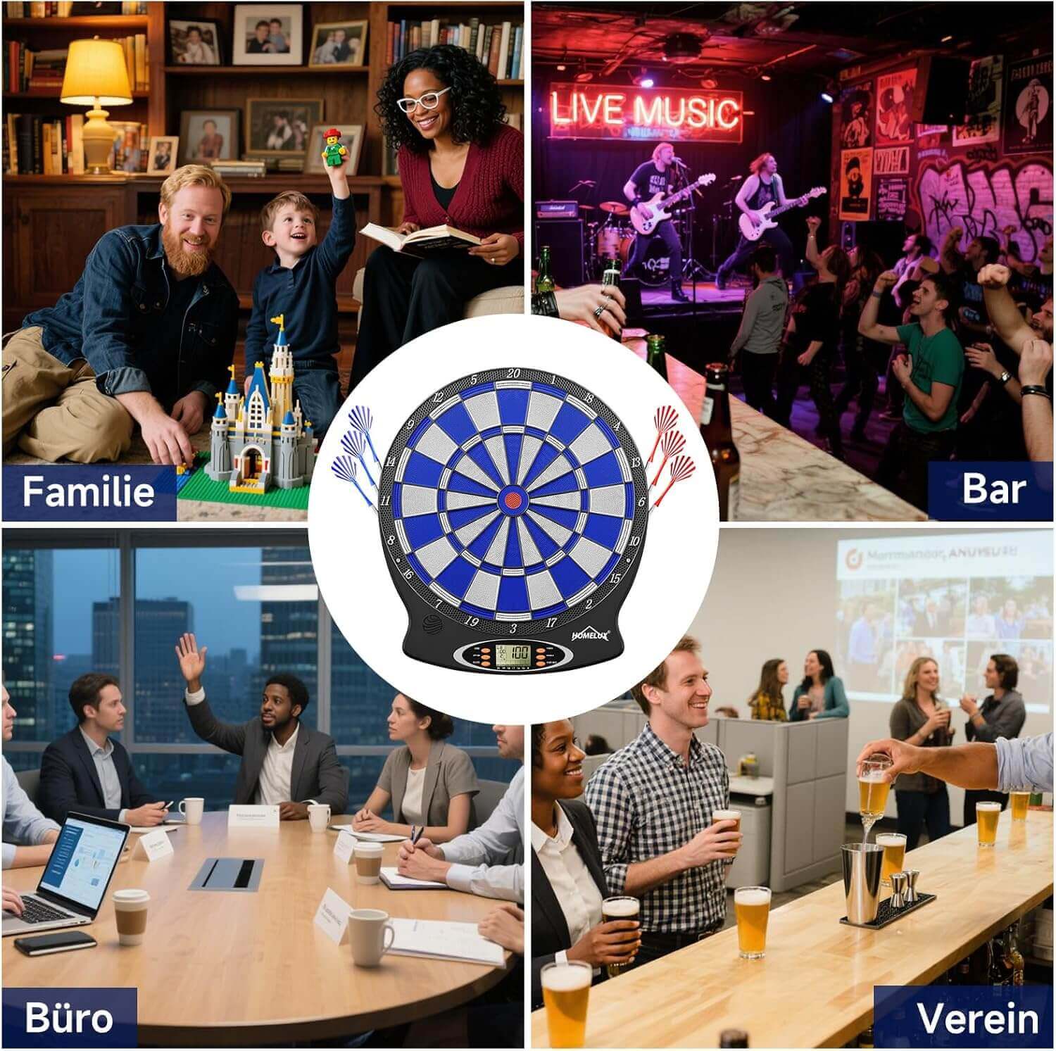 Elektronische Dartscheibe Profi, Elektronisch Dartboard mit 6 Darts + 60 Dartköpfe , innovativer Dartautomat mit 18 Spielen & 159 Variationen - Image 5