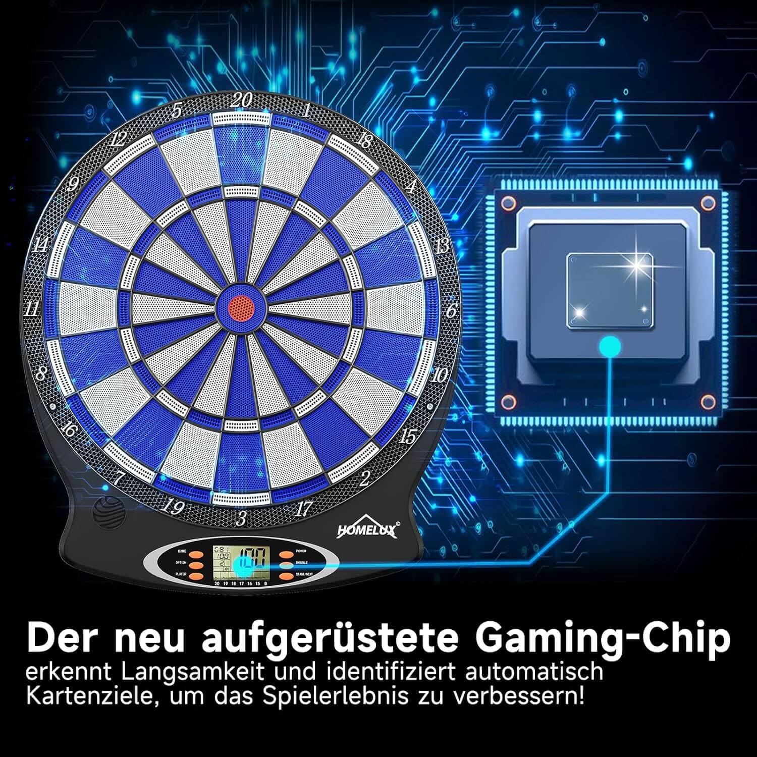 Elektronische Dartscheibe Profi, Elektronisch Dartboard mit 6 Darts + 60 Dartköpfe , innovativer Dartautomat mit 18 Spielen & 159 Variationen - Image 6