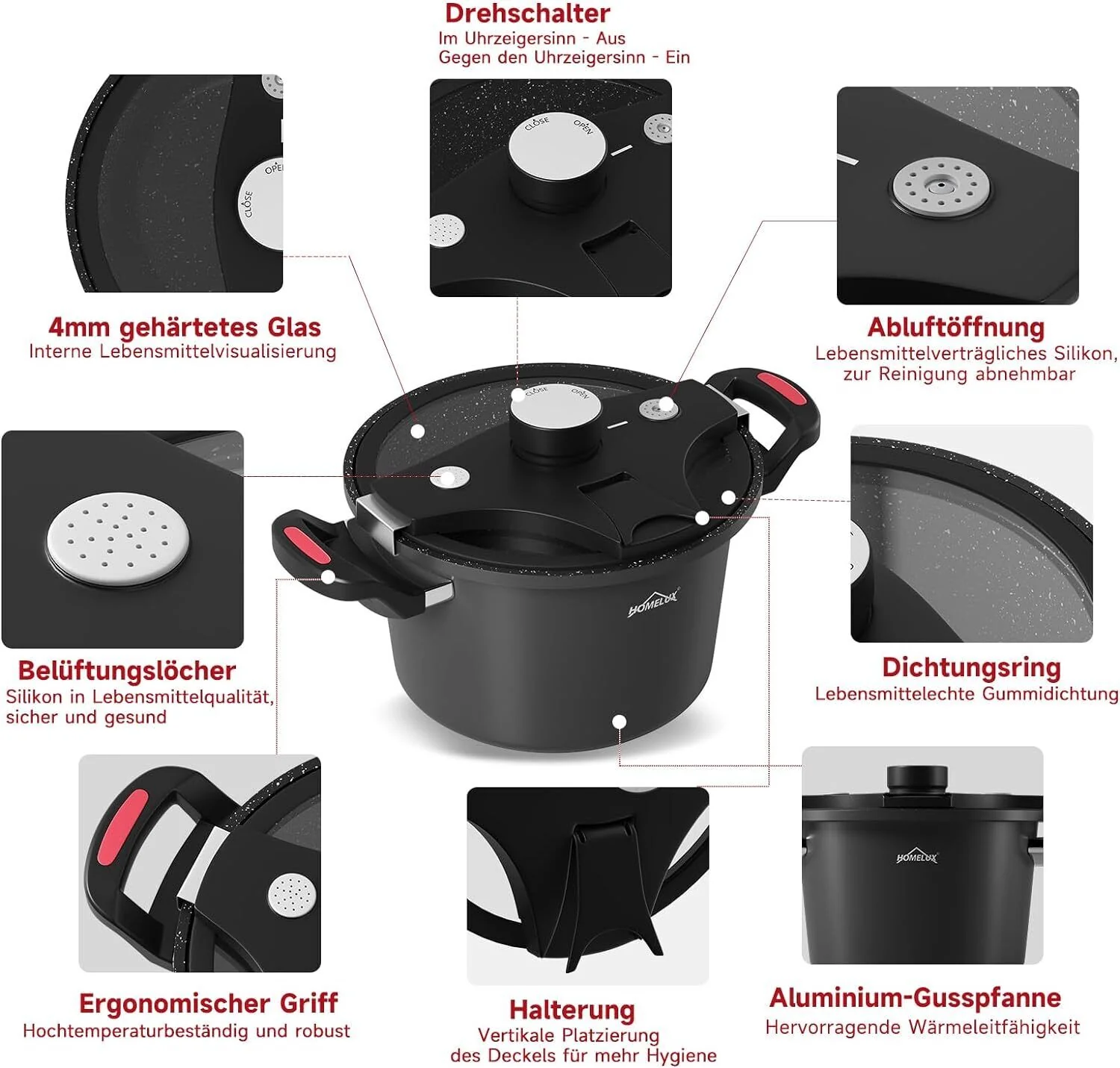Homelux Energiespartopf 24cm Universal Kochtopf 5.5L Topf Induktion - Image 5