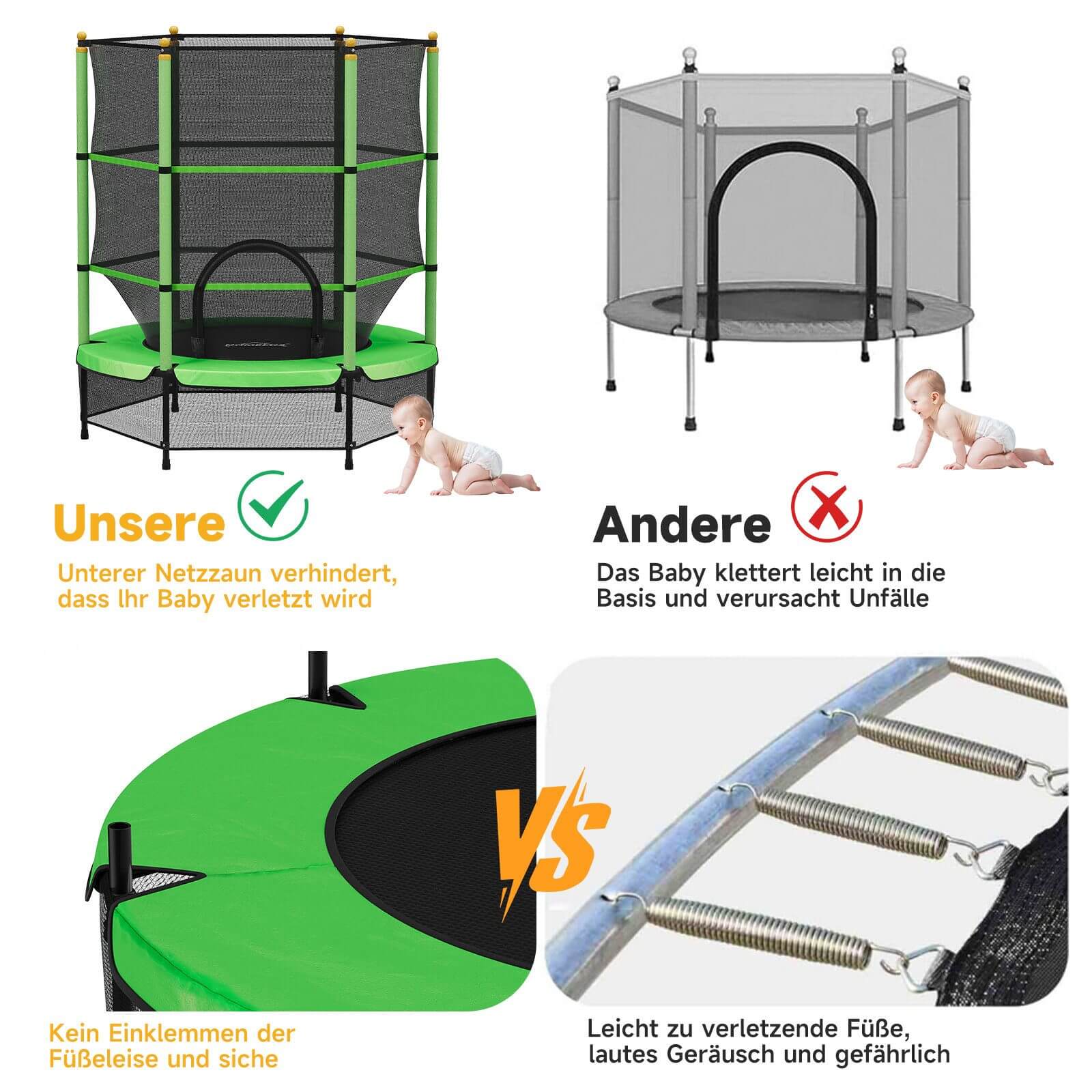 Gartentrampolin Ø 140 cm Sicheres Springvergnügen für Kinder, drinnen & draußen, bis 100 kg belastbar - Image 7