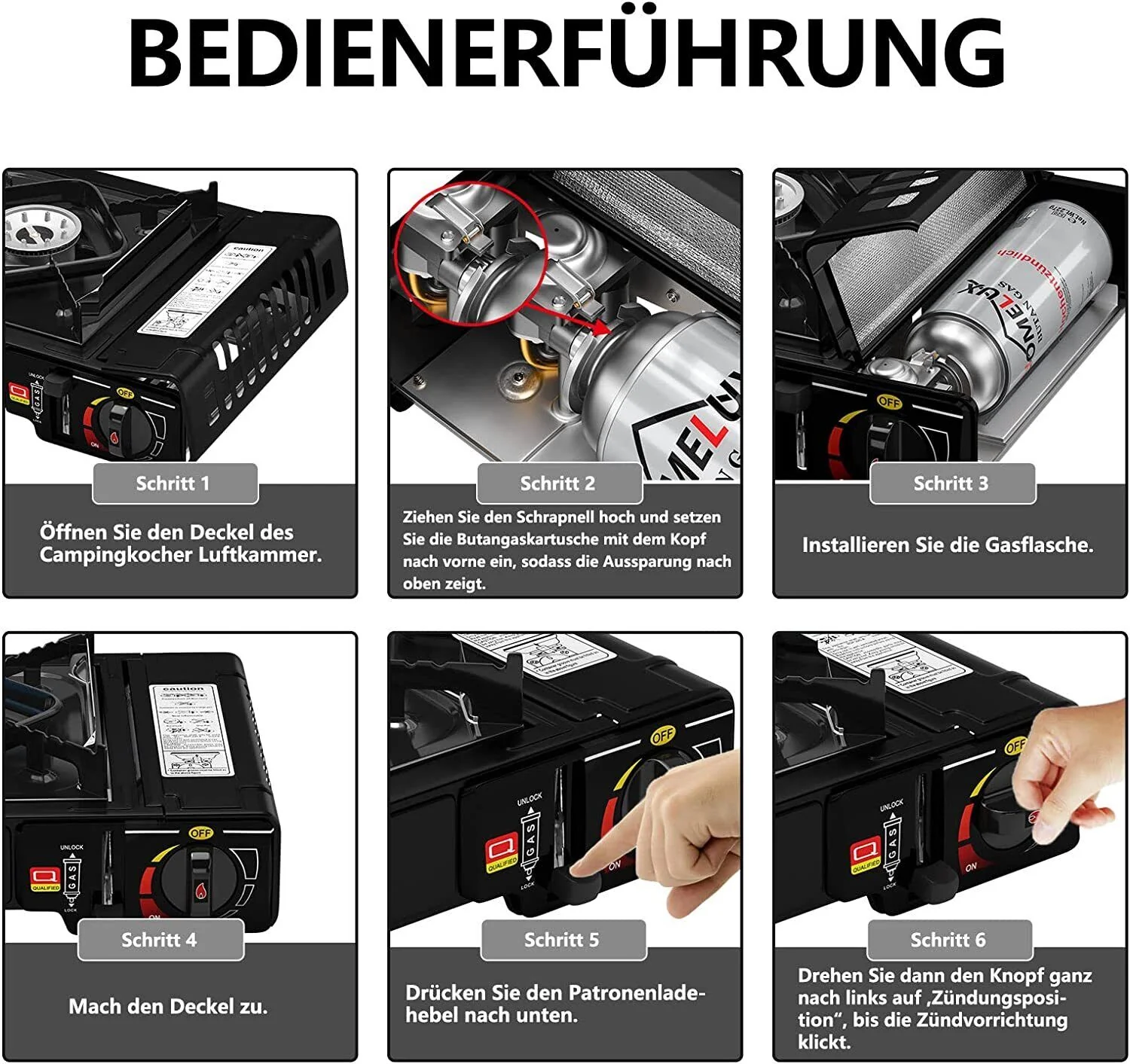 Gaskocher Campingkocher 2 Flammig HOMELUX Gaskocher mit / ohne Gaskartuschen, für Grill Camper im Outdoor Camping - Image 6