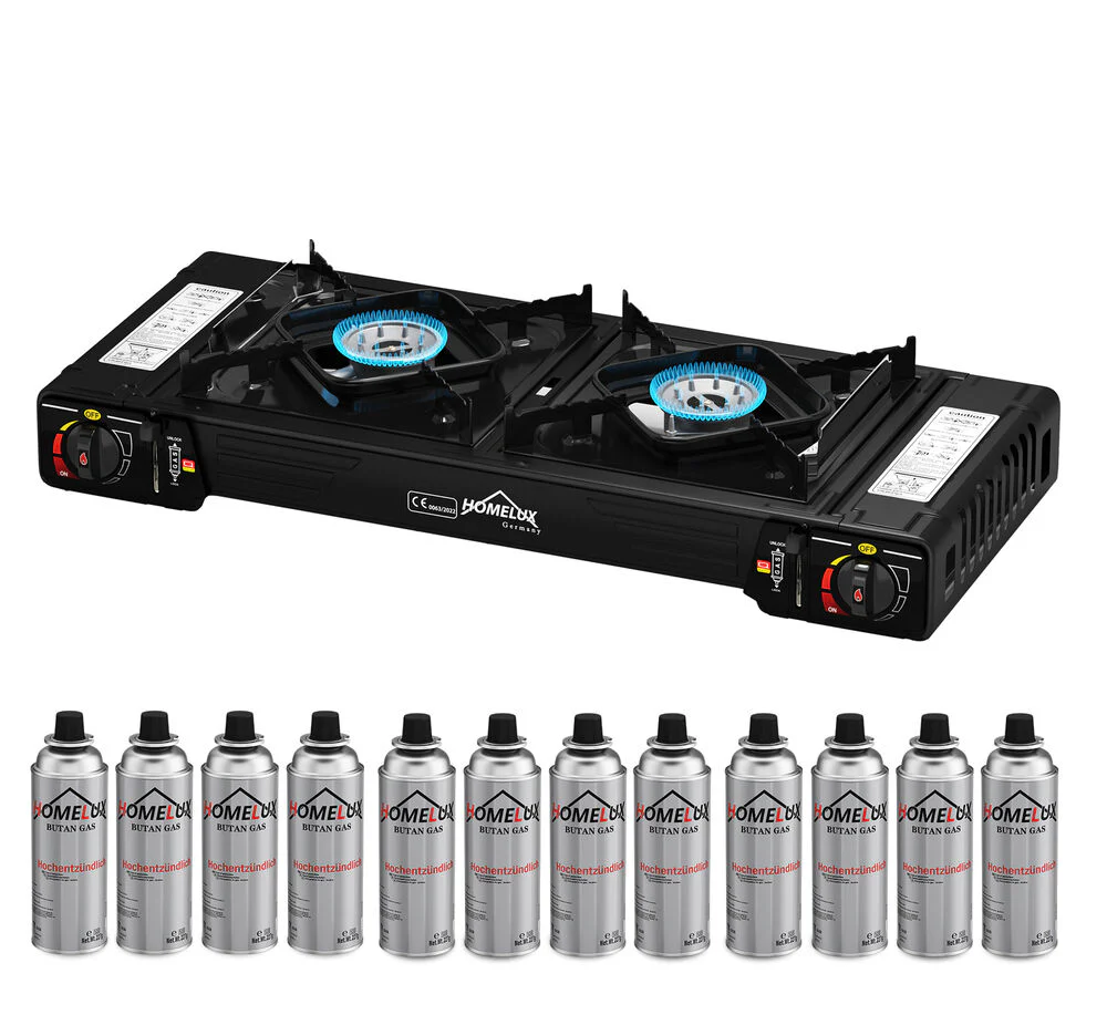 Gaskocher Campingkocher 2 Flammig HOMELUX Gaskocher mit / ohne Gaskartuschen, für Grill Camper im Outdoor Camping - Image 9