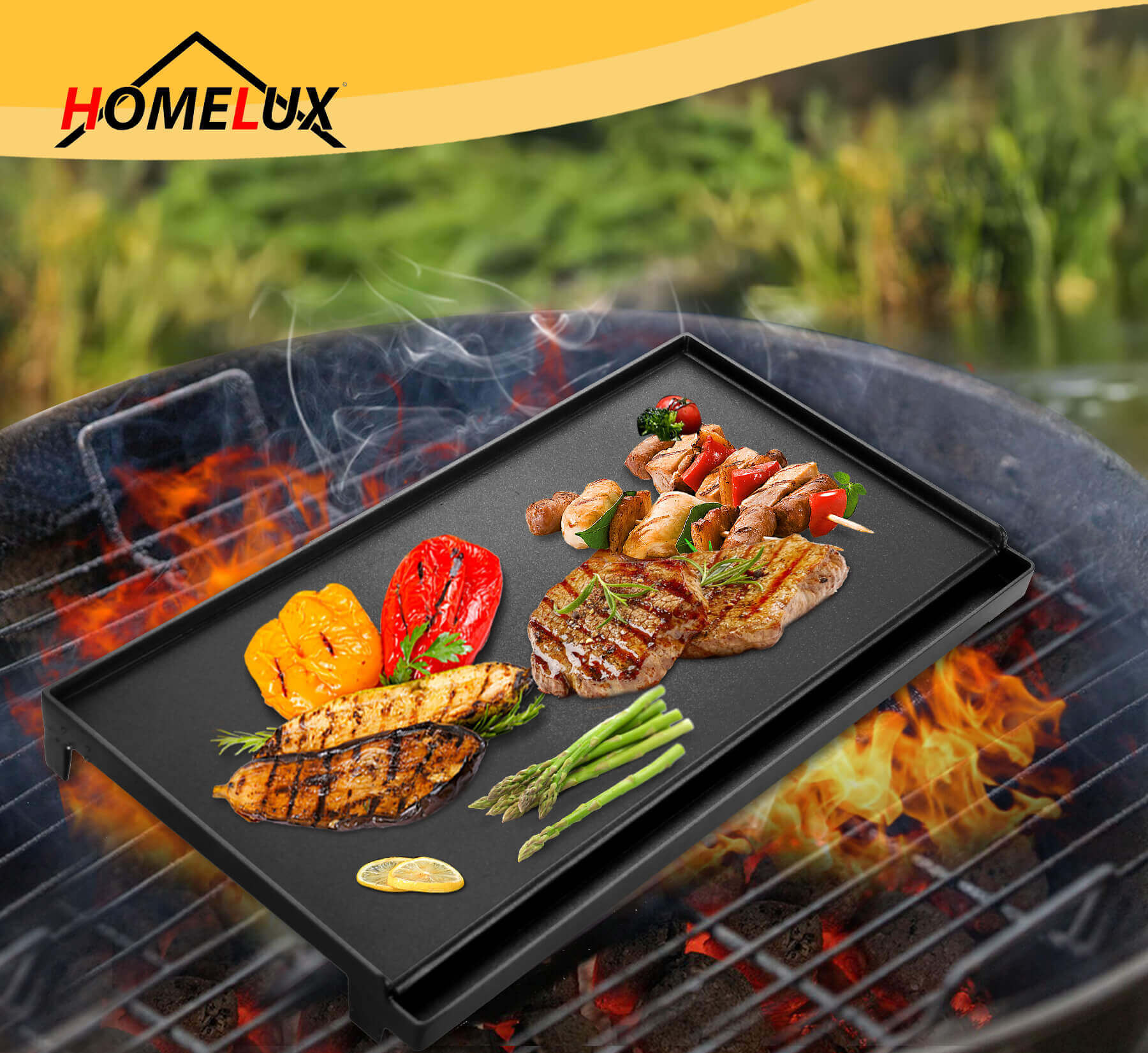 Gaskocher Campingkocher 2-flammig mit Gaskartuschen + 45 x 24 cm Grillplatte - Image 11