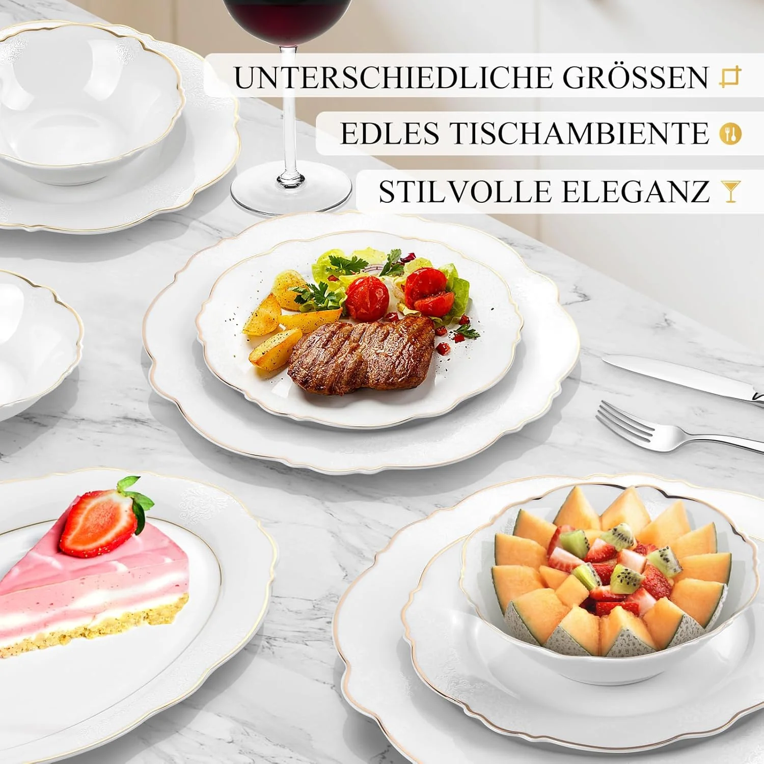 Geschirrset 26-Teiliges Fur 6 Personen Tafelservice Essservice aus Porzellan - Image 10
